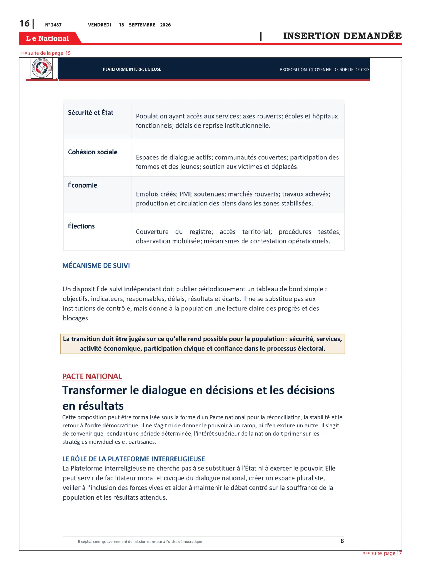 Page 16 de l'édition 2487