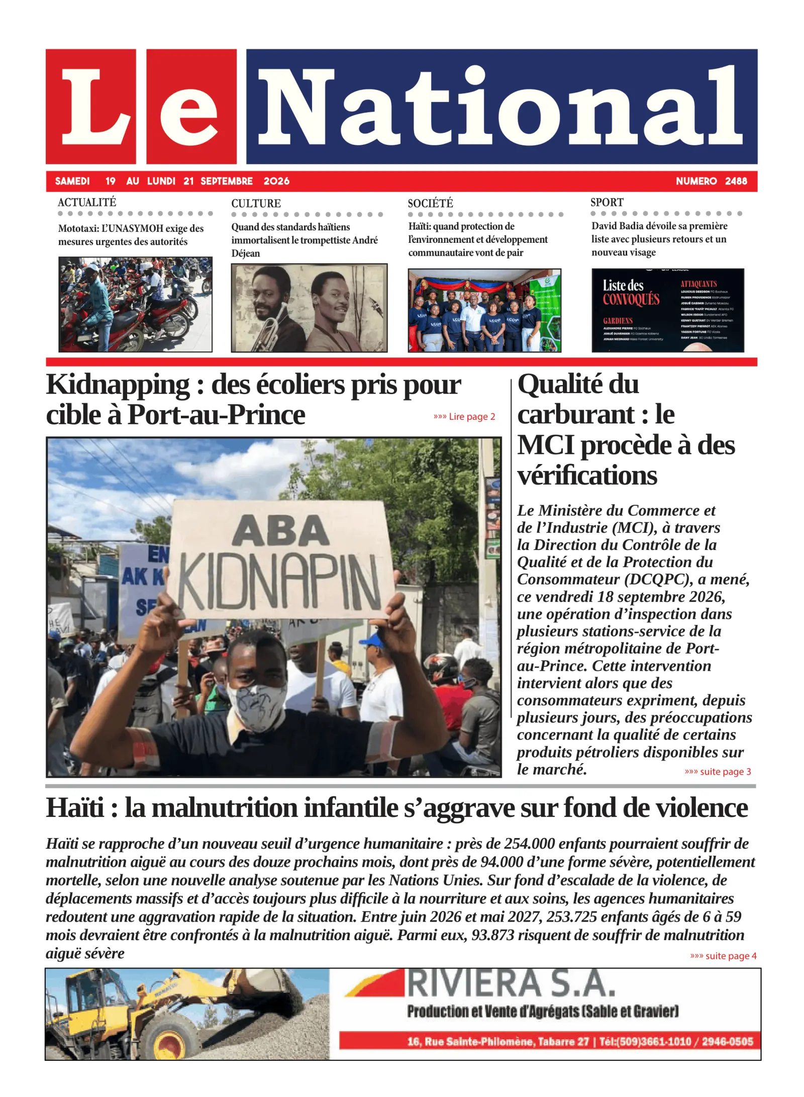 Page 1 de l'édition 2488
