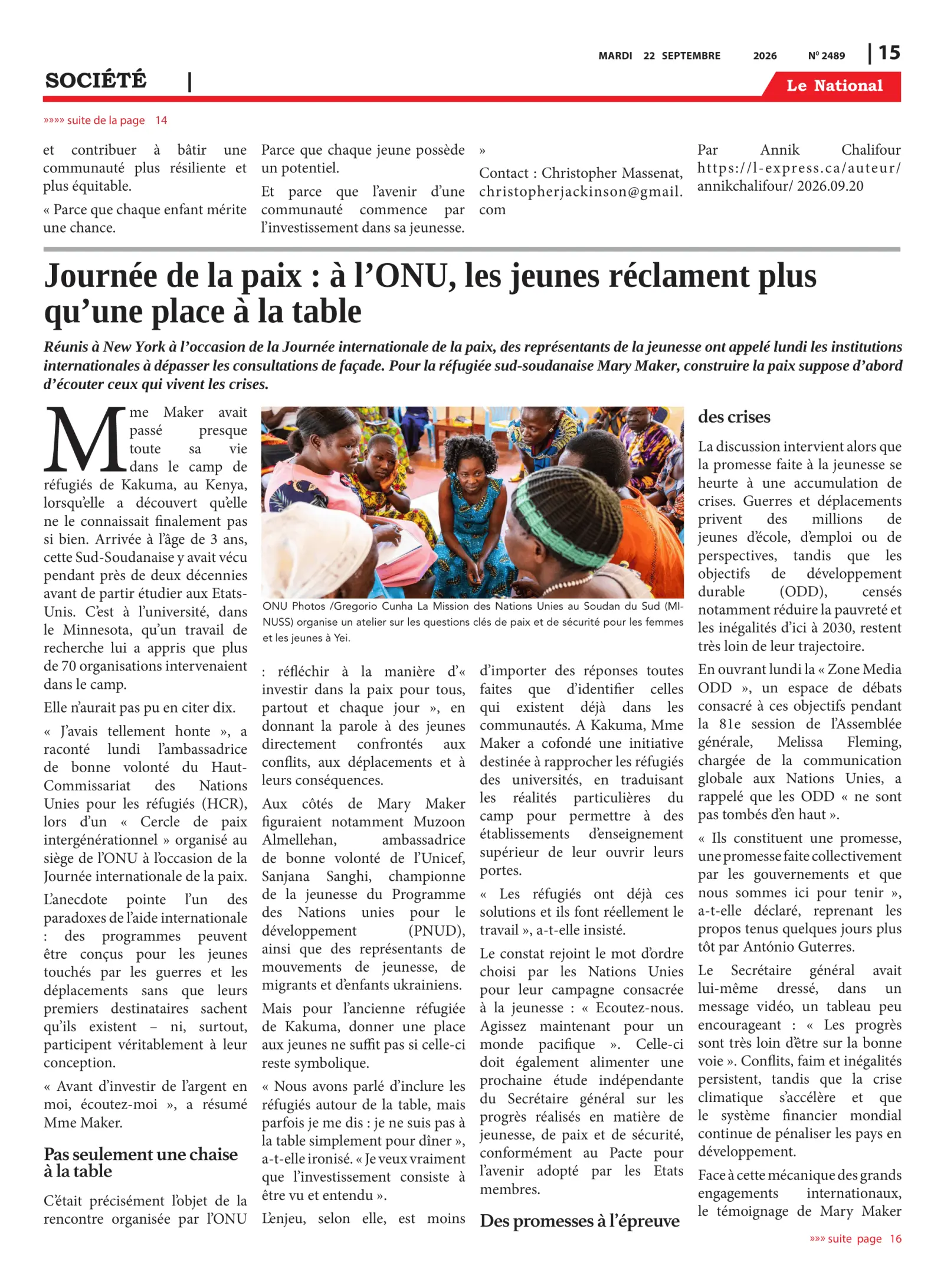 Page 15 de l'édition 2489