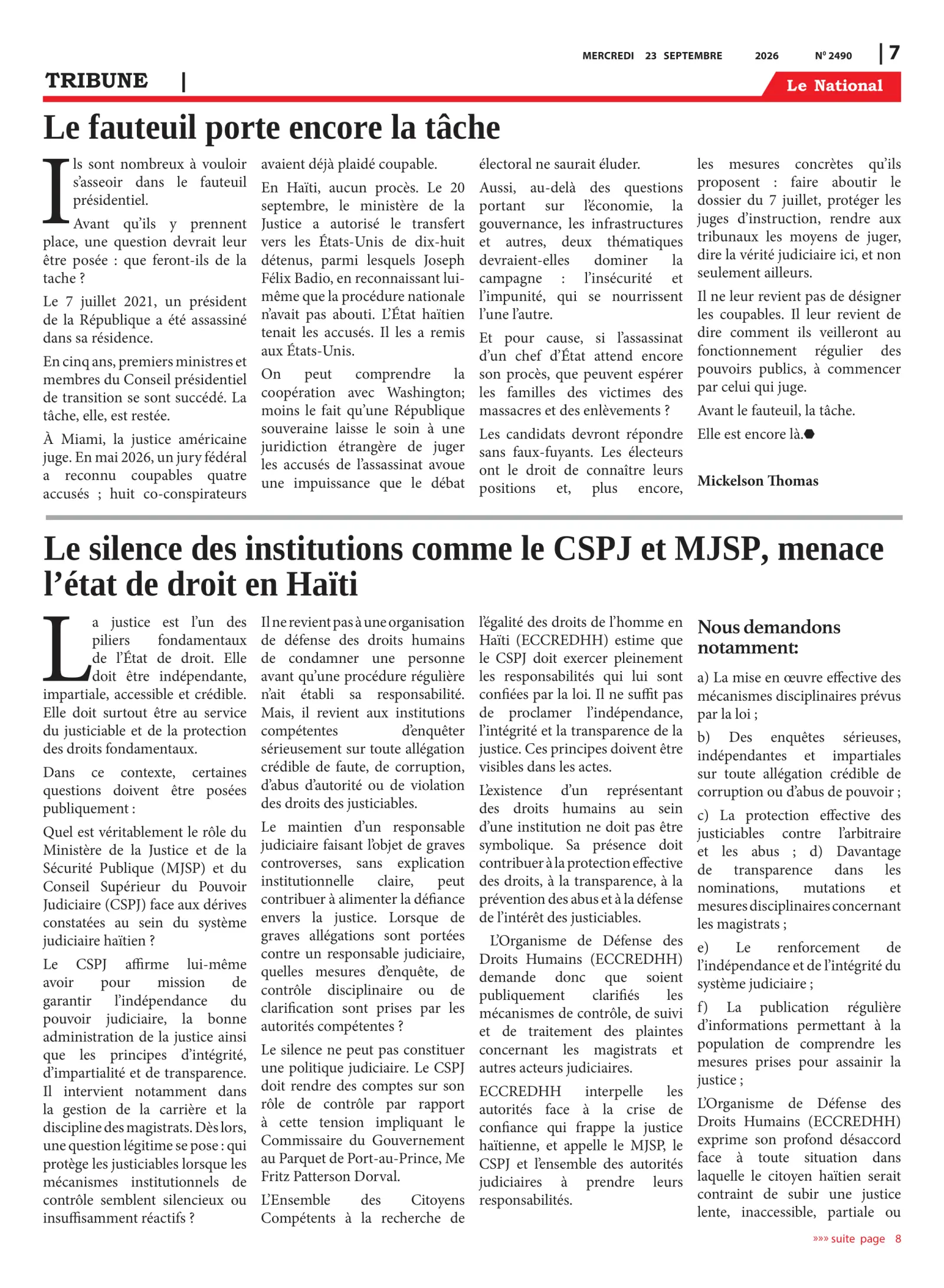 Page 7 de l'édition 2490