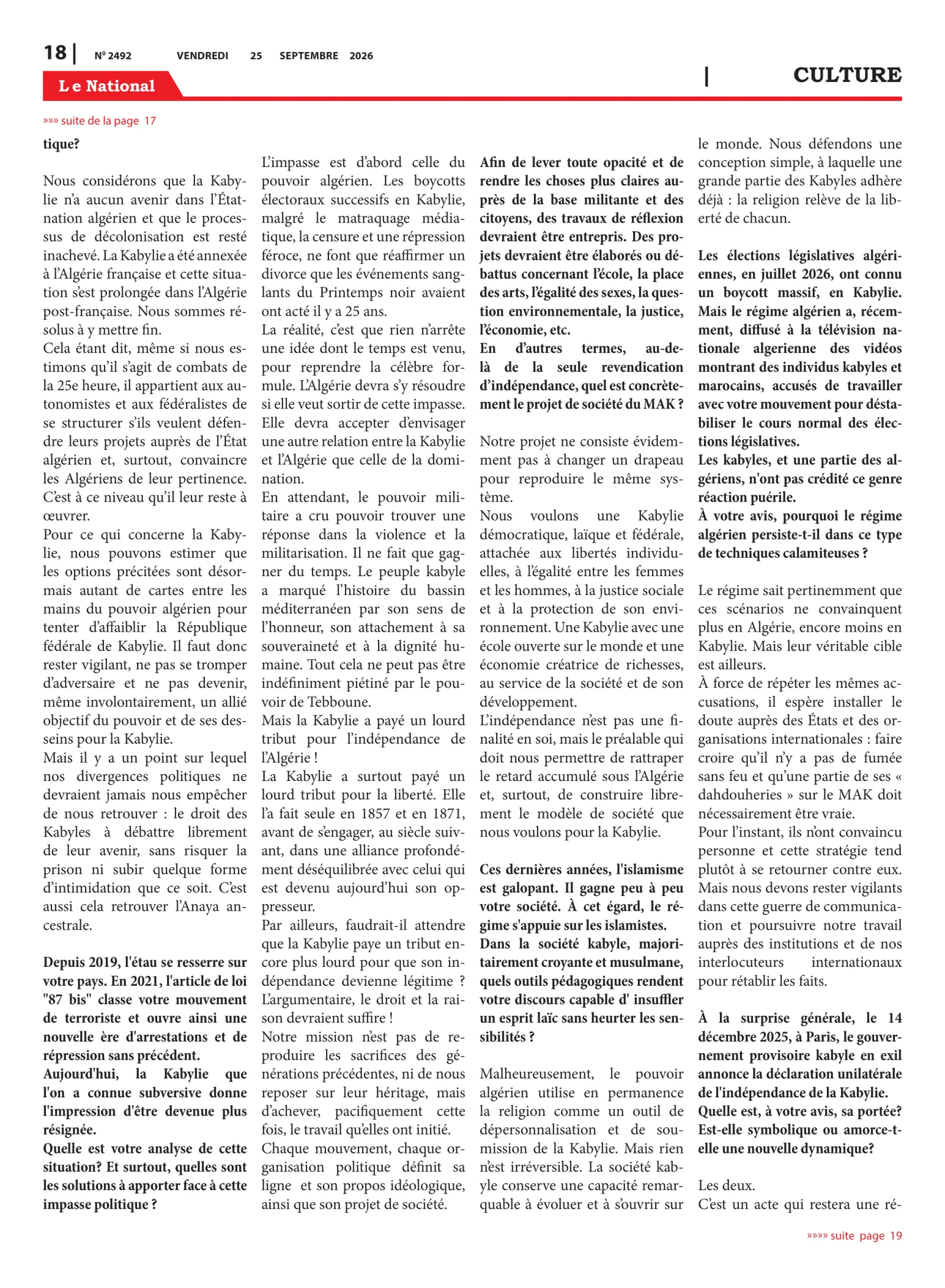 Page 18 de l'édition 2492
