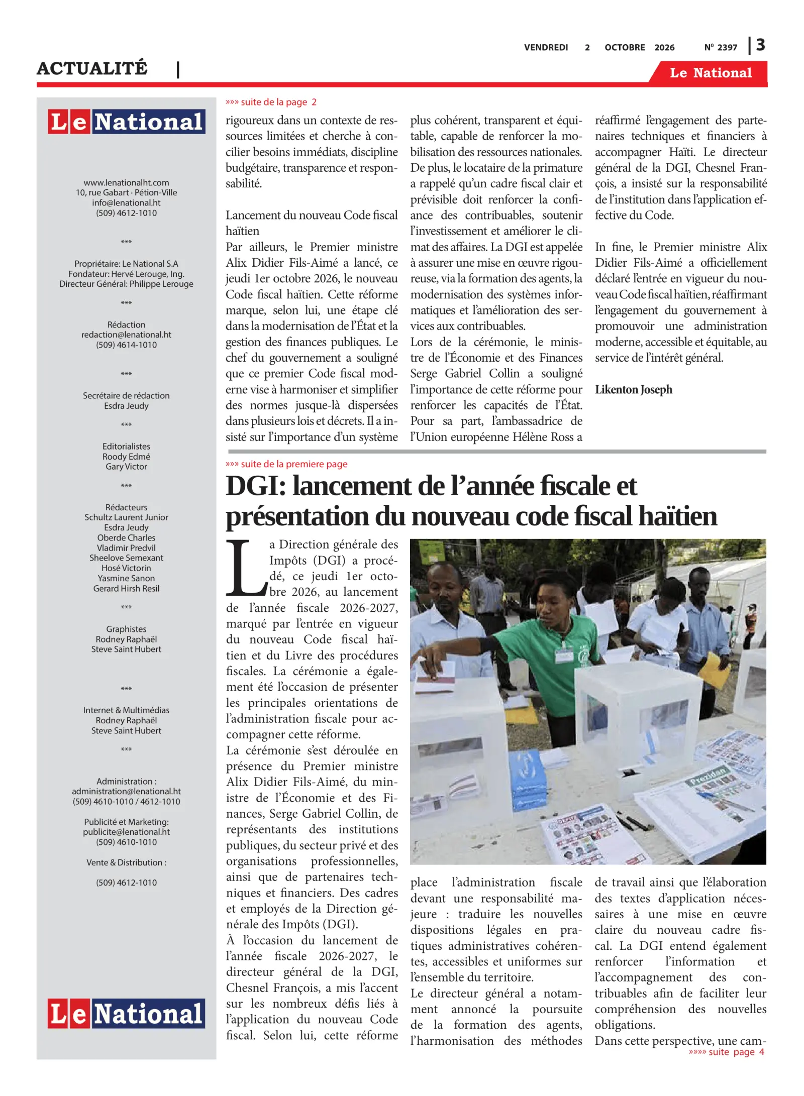 Page 3 de l'édition 2497