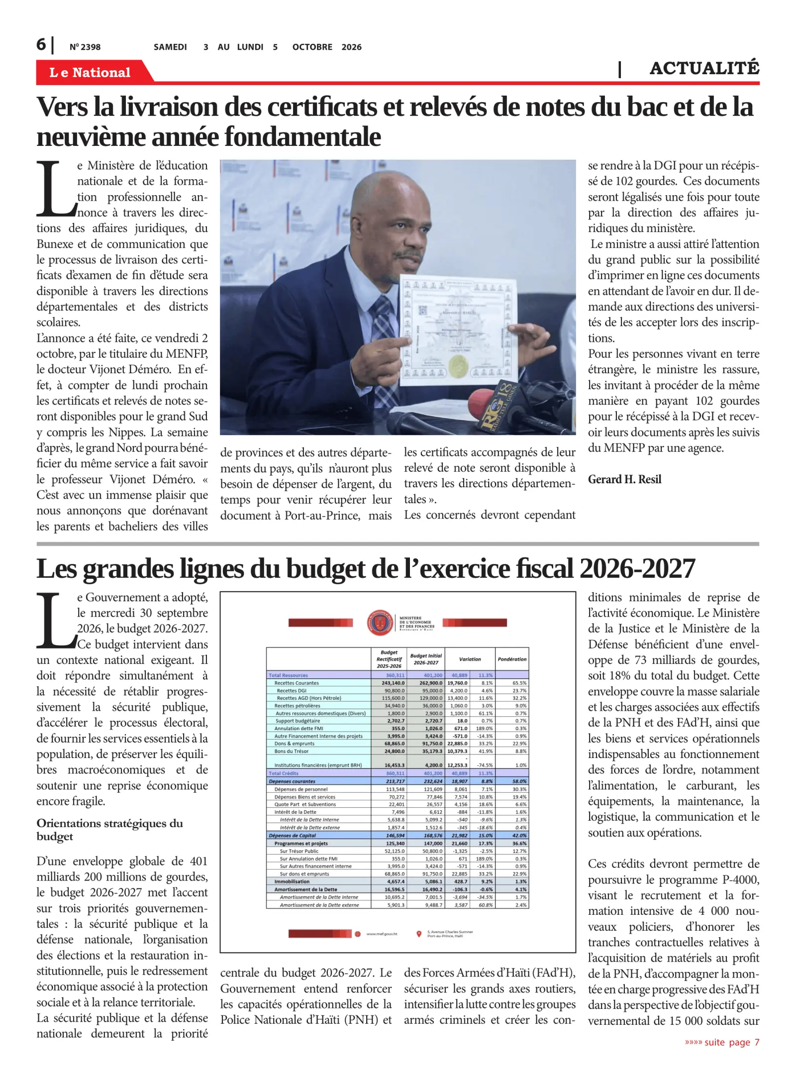 Page 6 de l'édition 2498