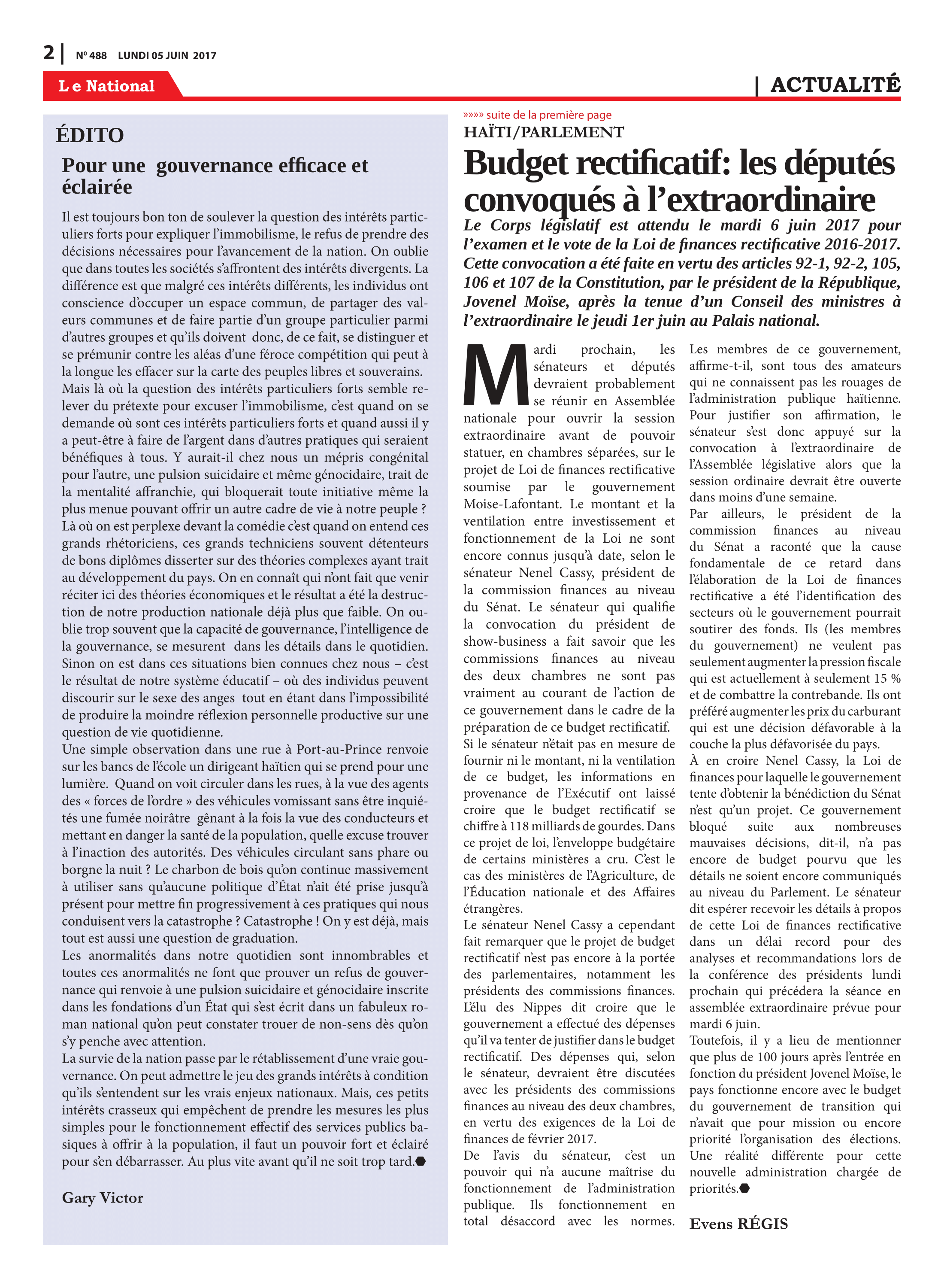 Page 2 de l'édition 488