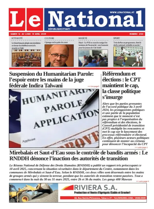 Une de l'édition 2134