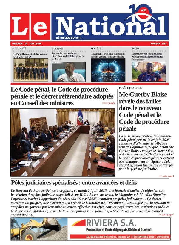 Une de l'édition 2182
