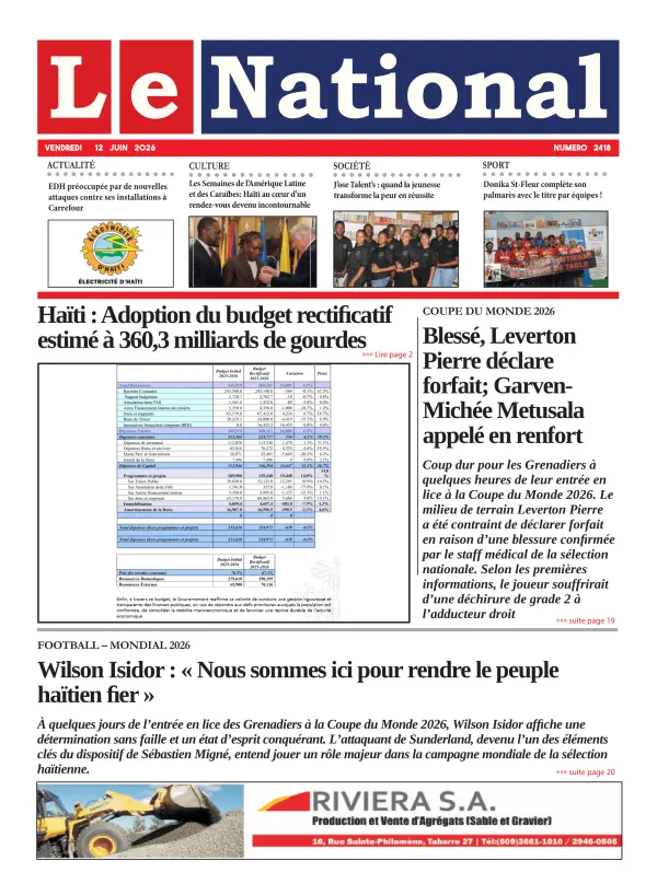 Une de l'édition 2418