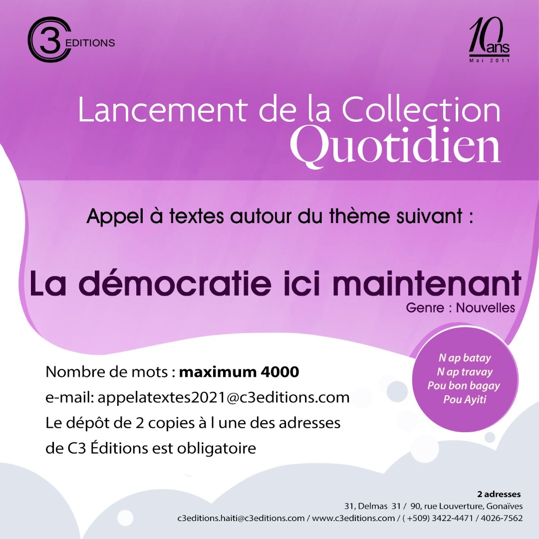 C3 Éditions lance un appel à textes pour enrichir la littérature haïtienne