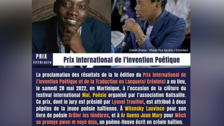 Deux jeunes poètes haïtiens ont gagné le Prix international de l’invention poétique