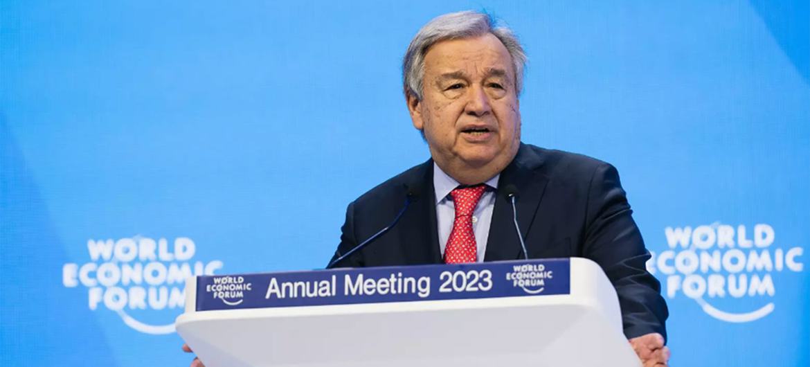 A Davos, le chef de l’ONU dénonce « l’état déplorable » du monde, de la crise climatique aux guerres