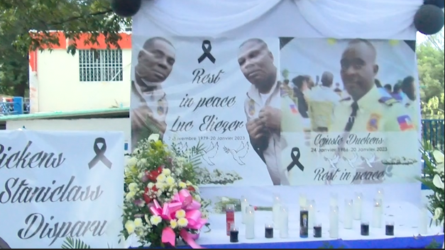 Cérémonie d’hommage en mémoire des policiers assassinés le 20 janvier à Métivier