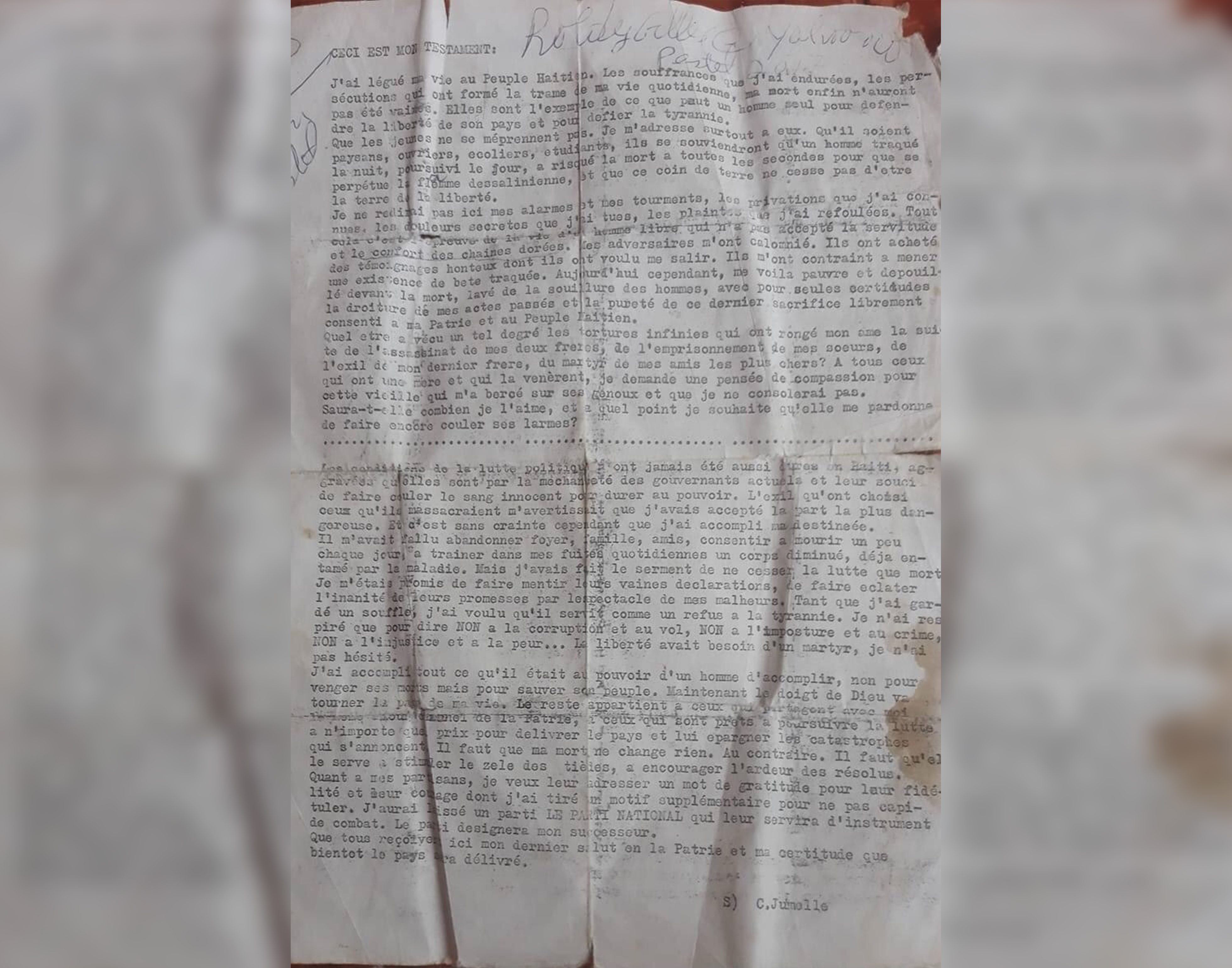 Ceci est mon testament