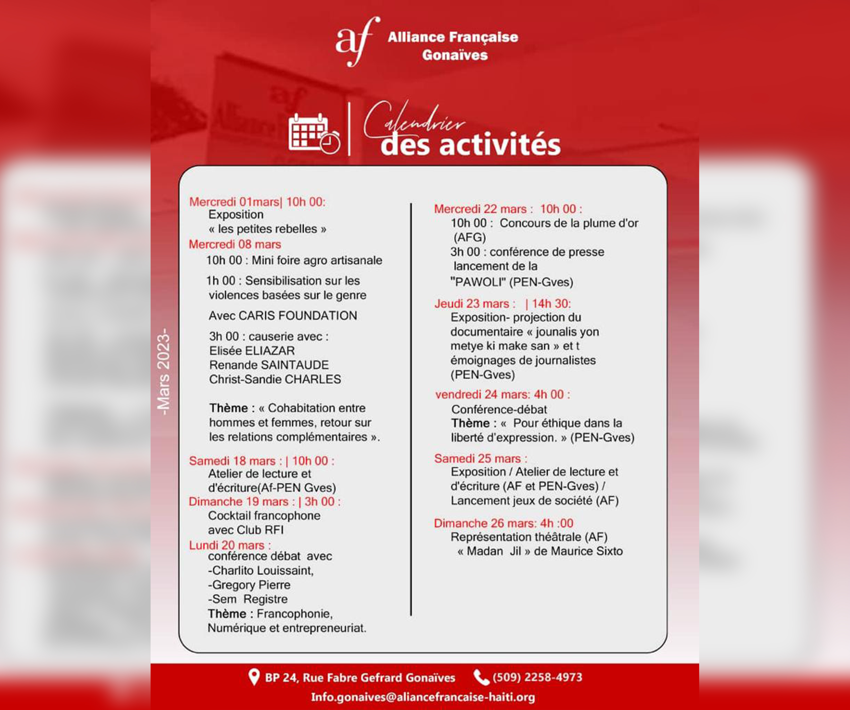 Des activités pour célébrer la Quinzaine de la Francophonie à l’Alliance française de Gonaïves
