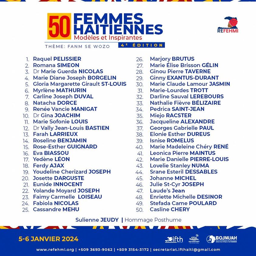 Cérémonie d'hommage à 50 femmes haïtiennes modèles et inspirantes