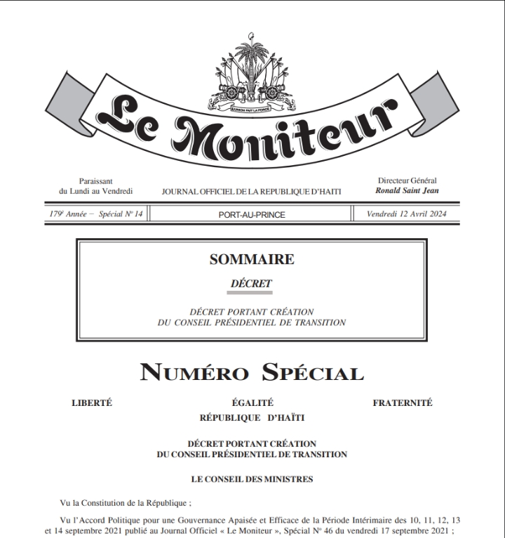 Le Conseil présidentiel officiellement porté sur les fonts baptismaux