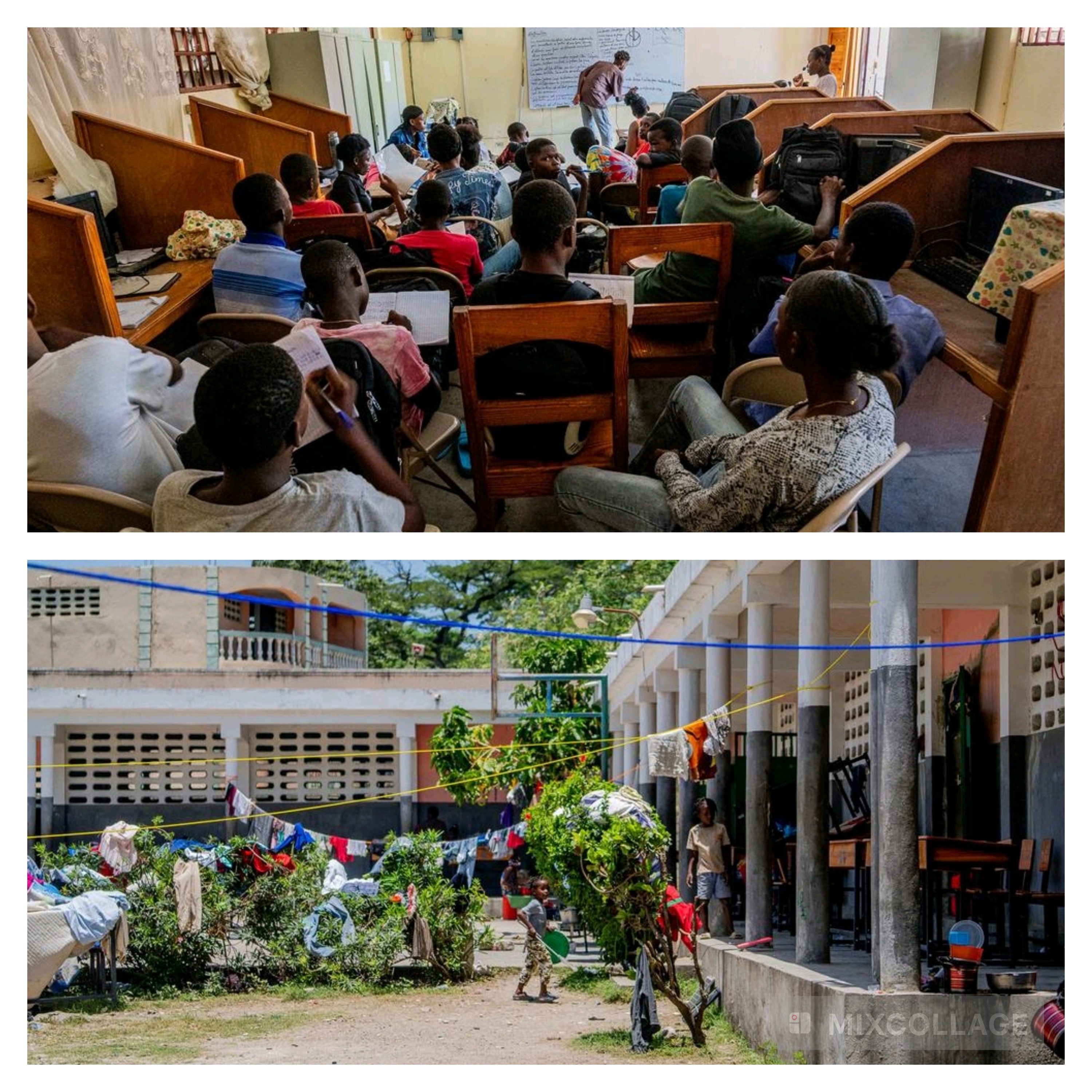 En Haïti, les pupitres se transforment en lits pour les personnes déplacées par la violence