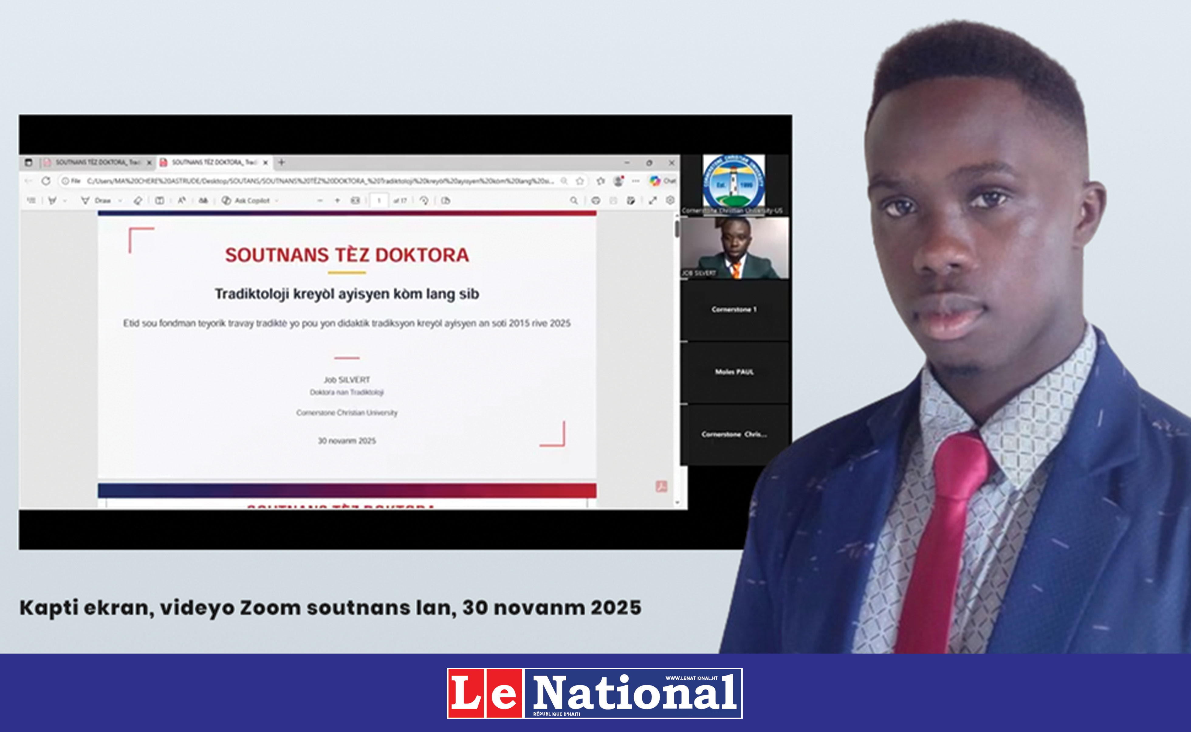 La Faculté de linguistique appliquée félicite hautement Job Silvert, nouveau docteur en traductologie créole