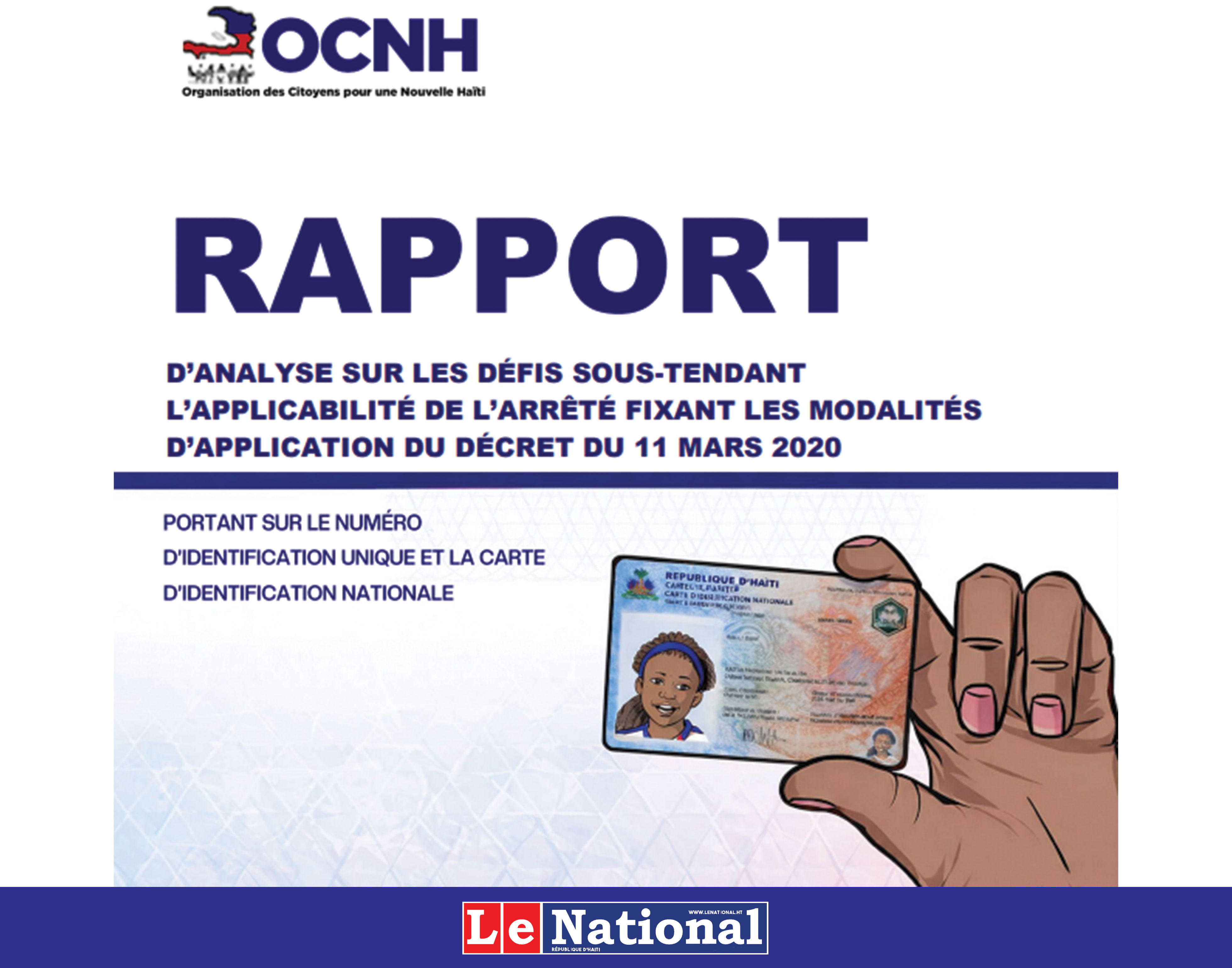 Haïti-Numéro d’identification unique: l’OCNH analyse l'arrêté fixant les modalités d'application du décret du 11 mars 2020