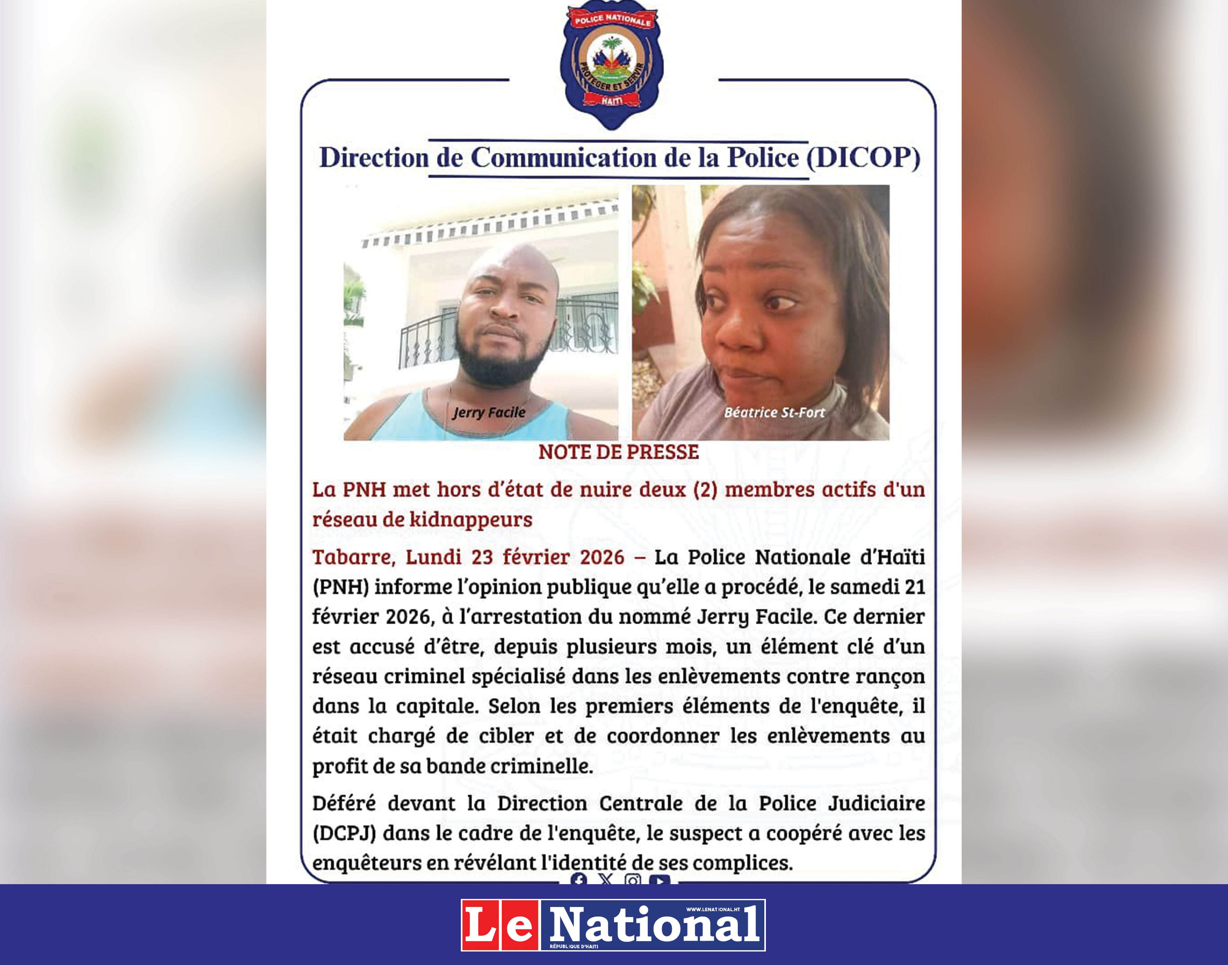 La terreur des ravisseurs refait surface