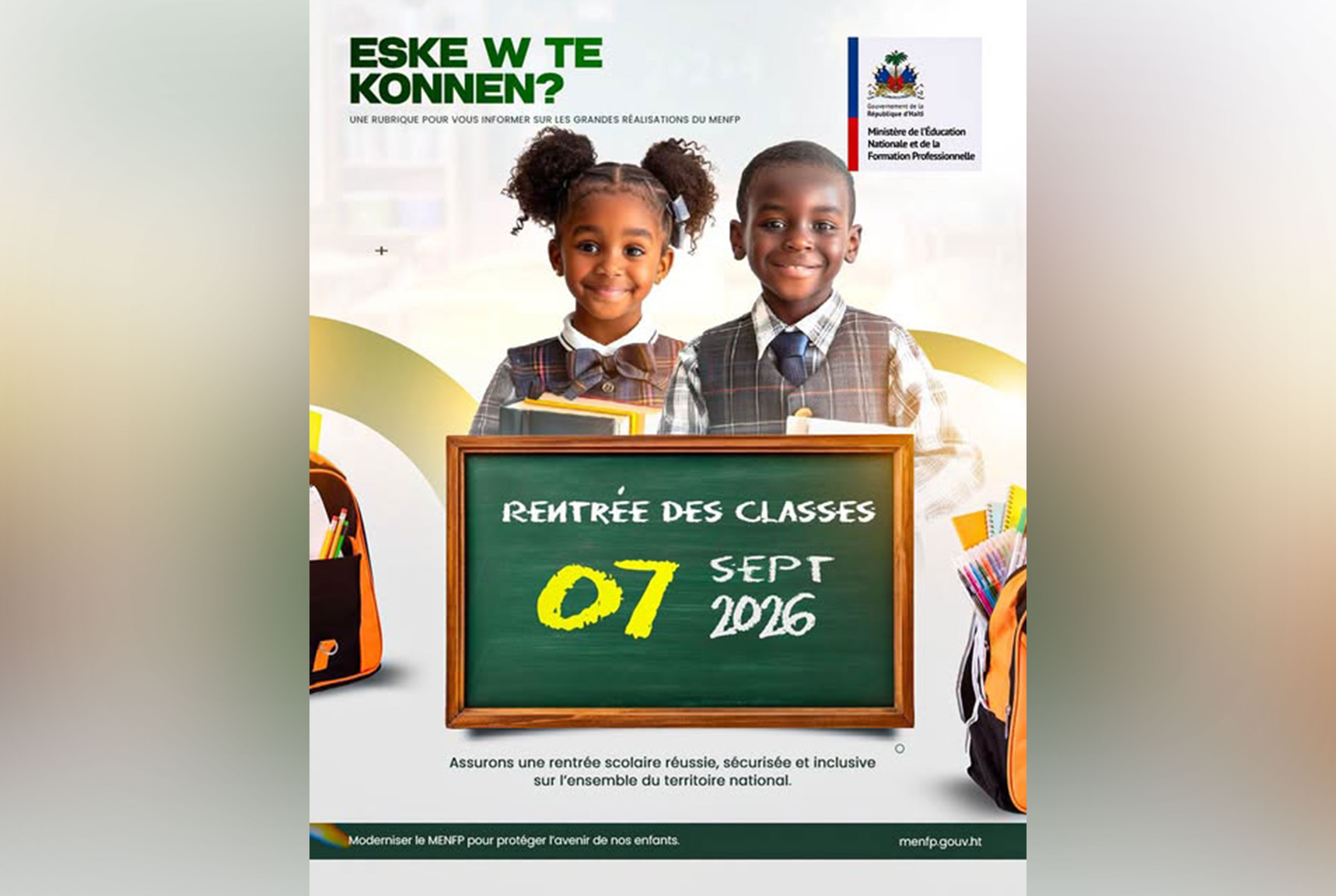 Rentrée scolaire fixée au 7 septembre 2026, l’Association des parents d’élèves d'Haïti appelle à des mesures d’accompagnement