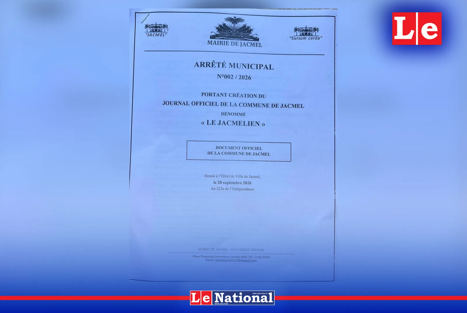 Jacmel : la Commission municipale crée « Le Jacmelien » et instaure une redevance sur les véhicules de carrières