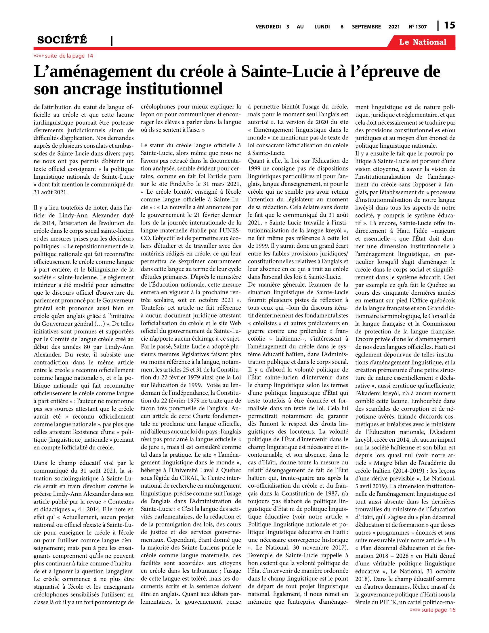 Page 15 de l'édition 1308
