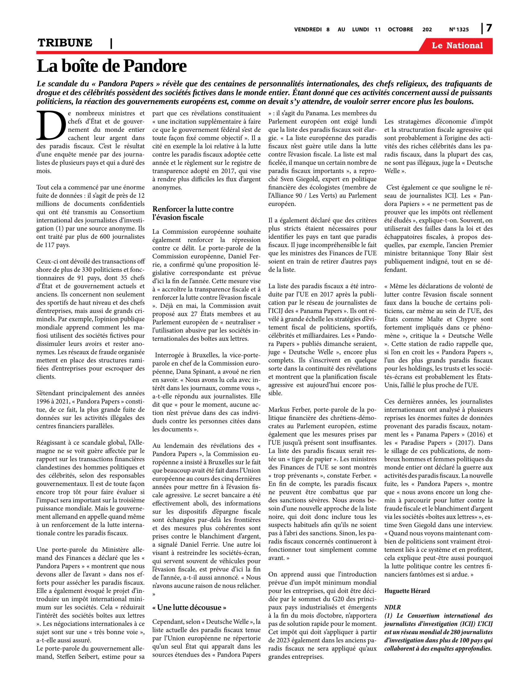 Page 7 de l'édition 1325