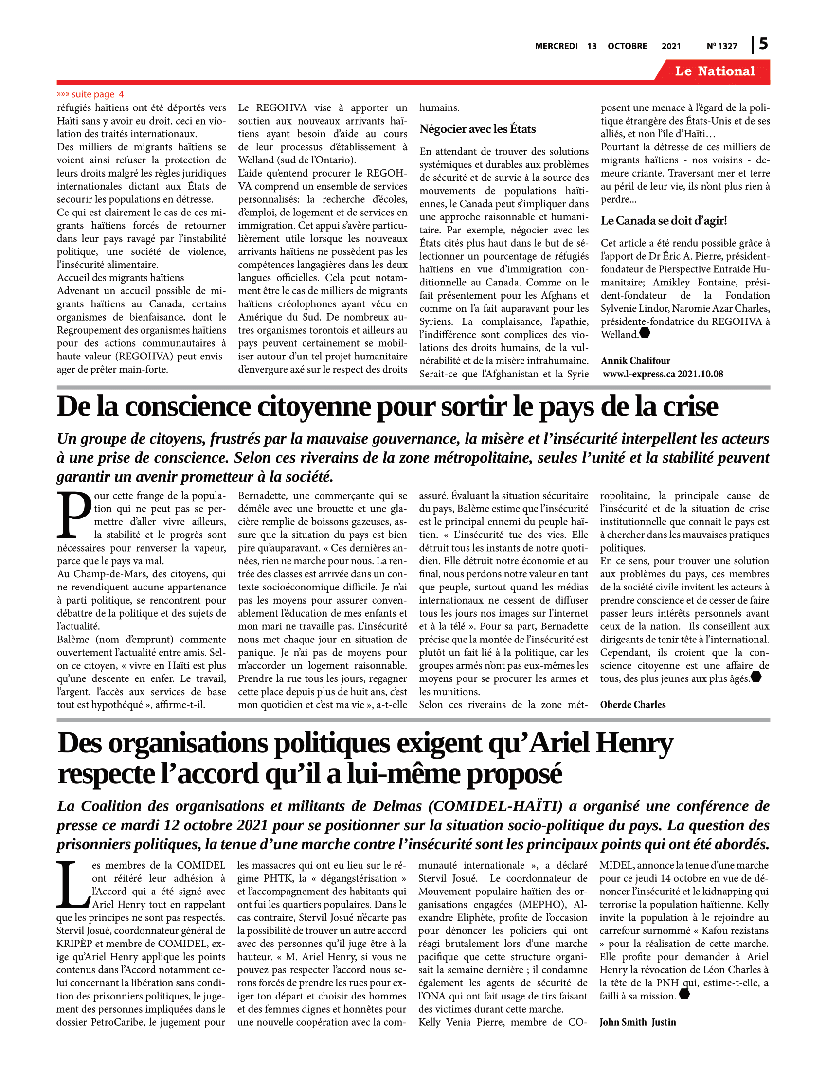 Page 5 de l'édition 1327