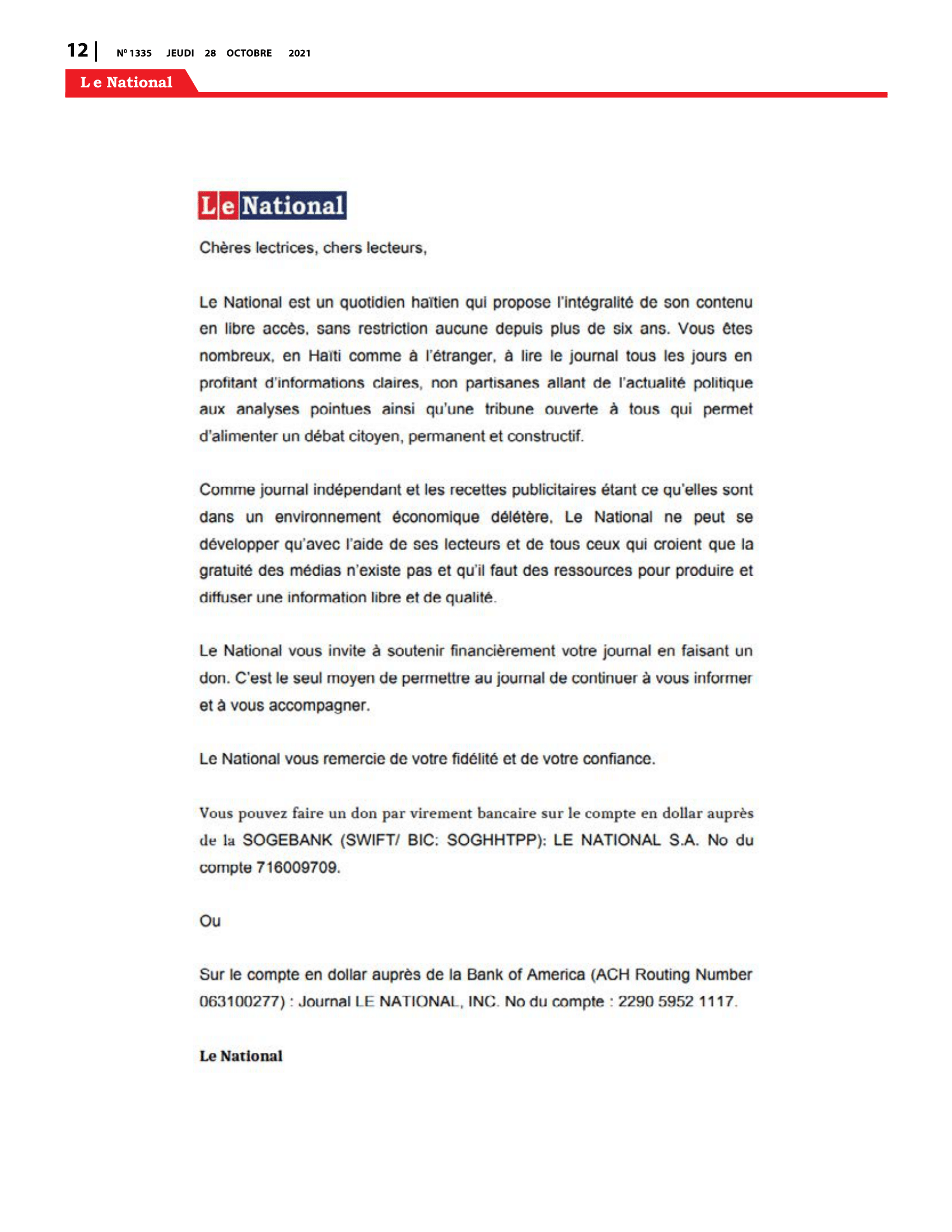 Page 12 de l'édition 1335