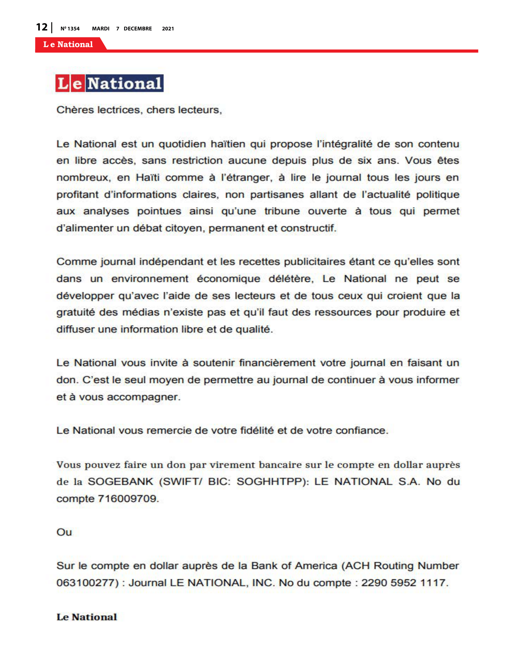 Page 12 de l'édition 1354
