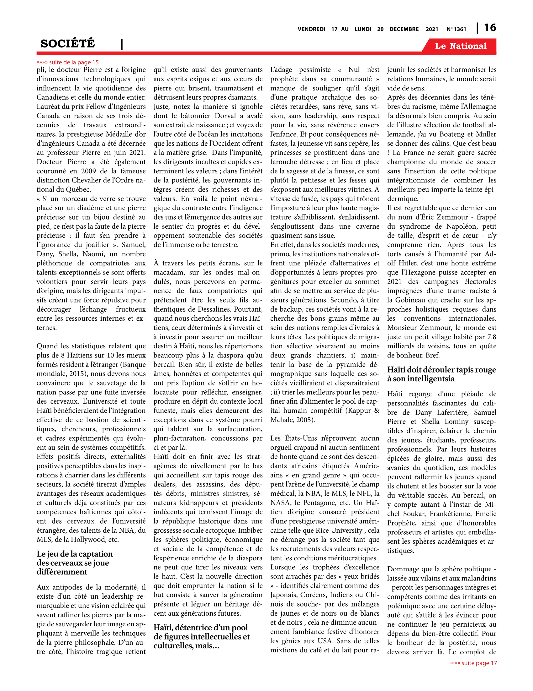 Page 16 de l'édition 1361