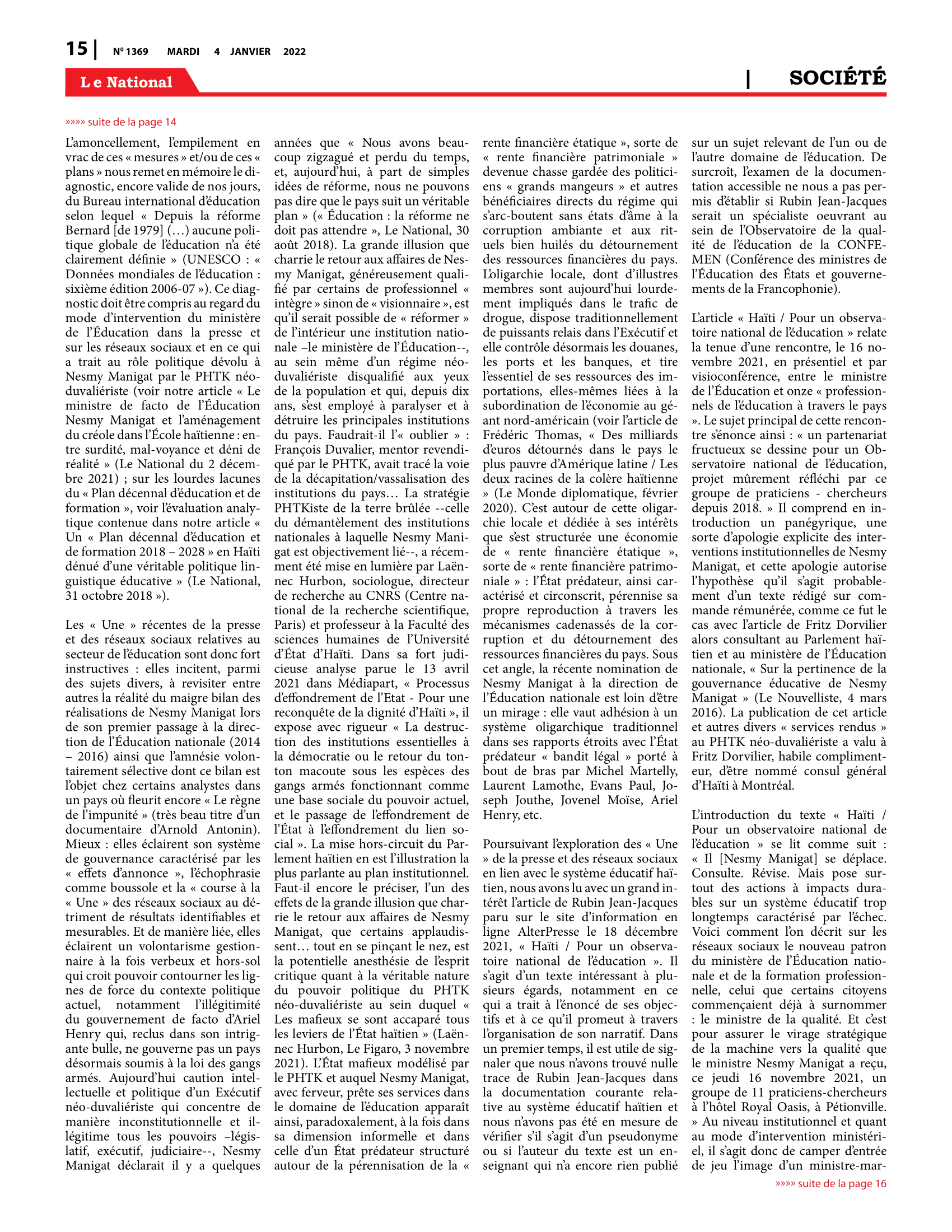 Page 15 de l'édition 1369