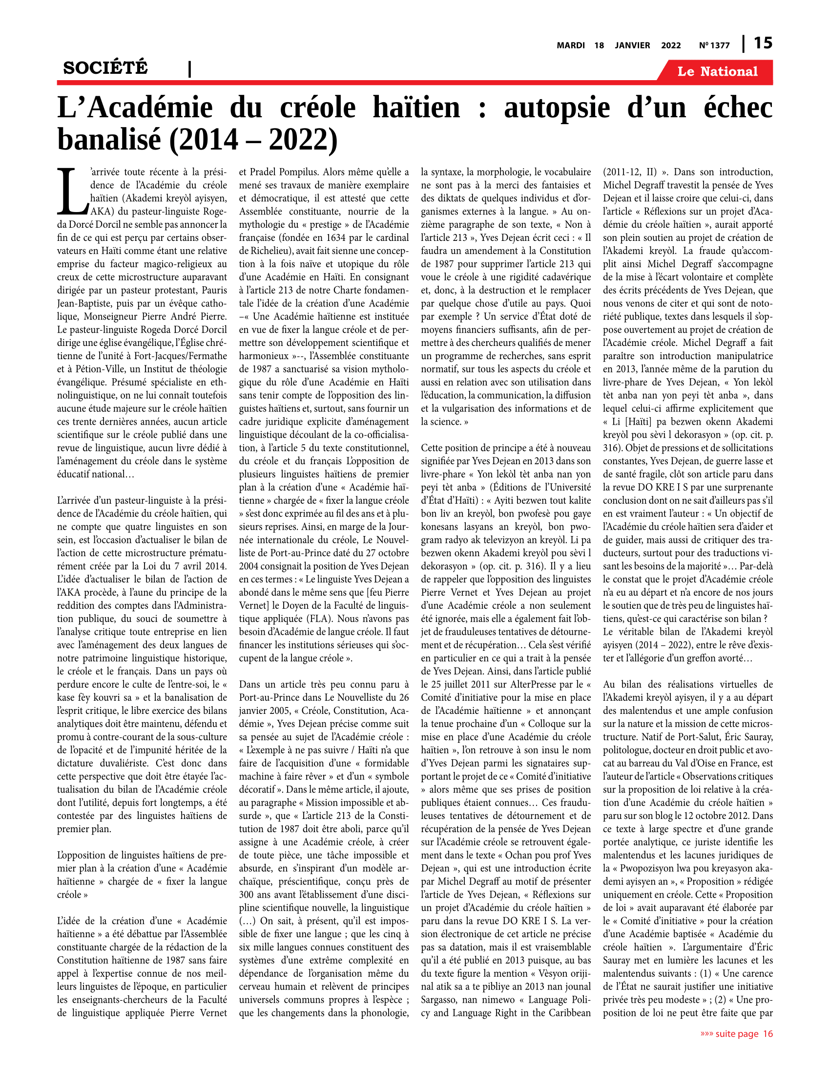 Page 15 de l'édition 1377