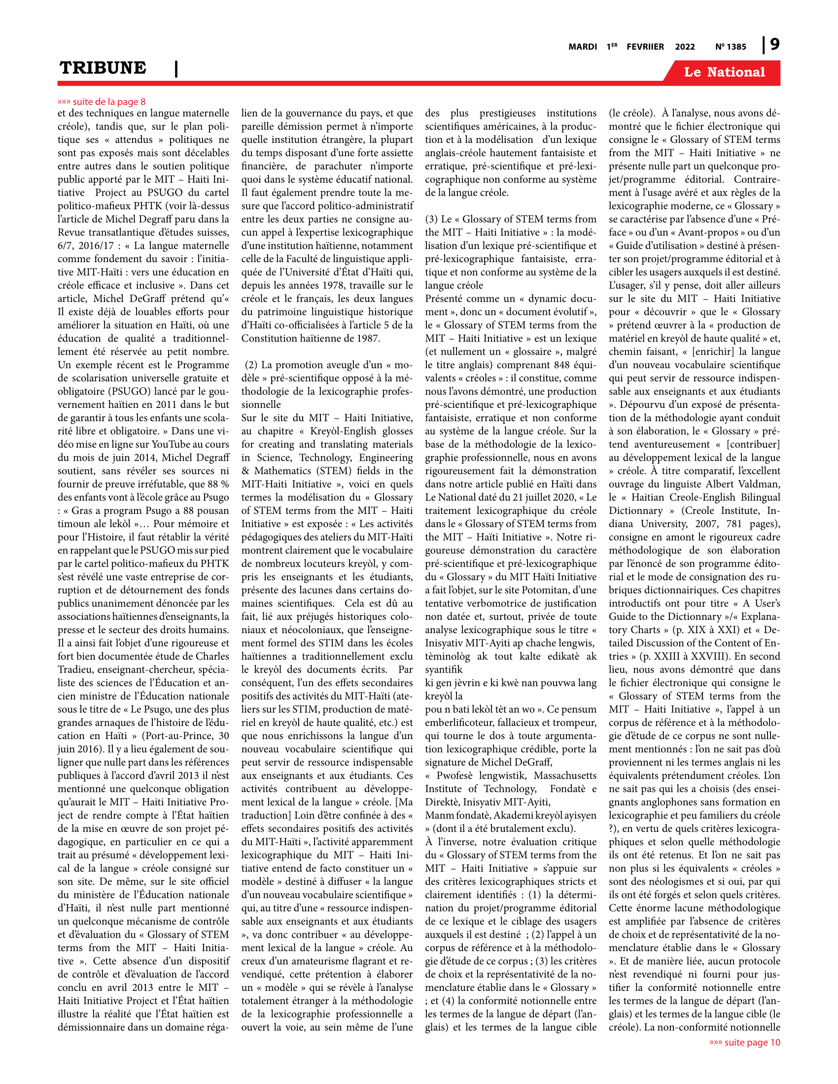 Page 9 de l'édition 1385