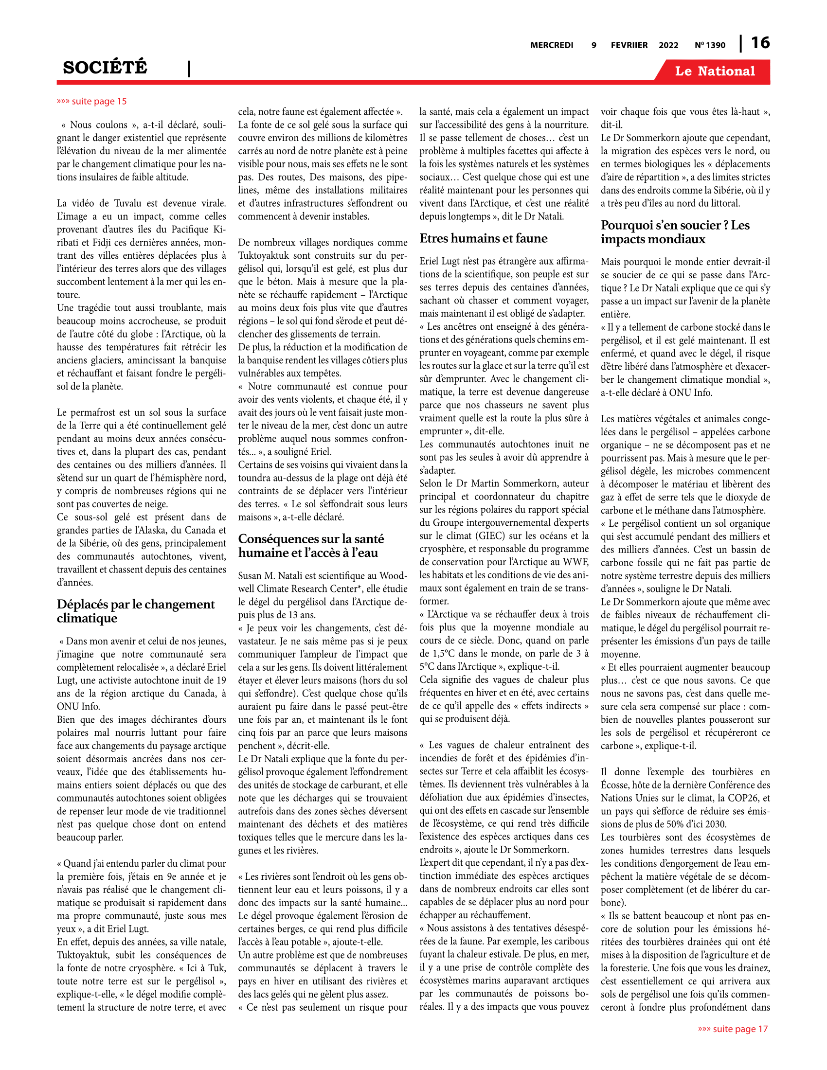 Page 16 de l'édition 1390