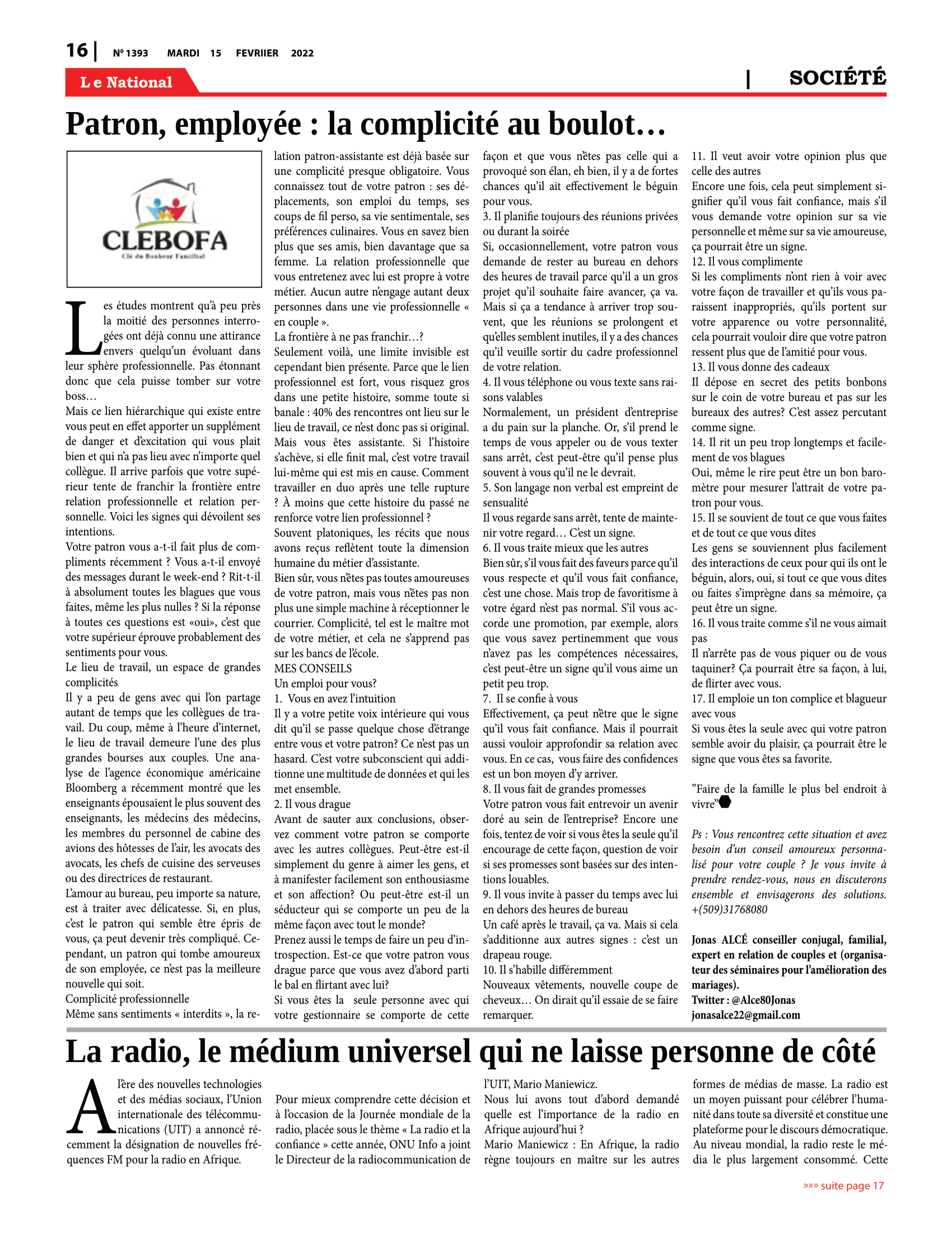 Page 16 de l'édition 1393