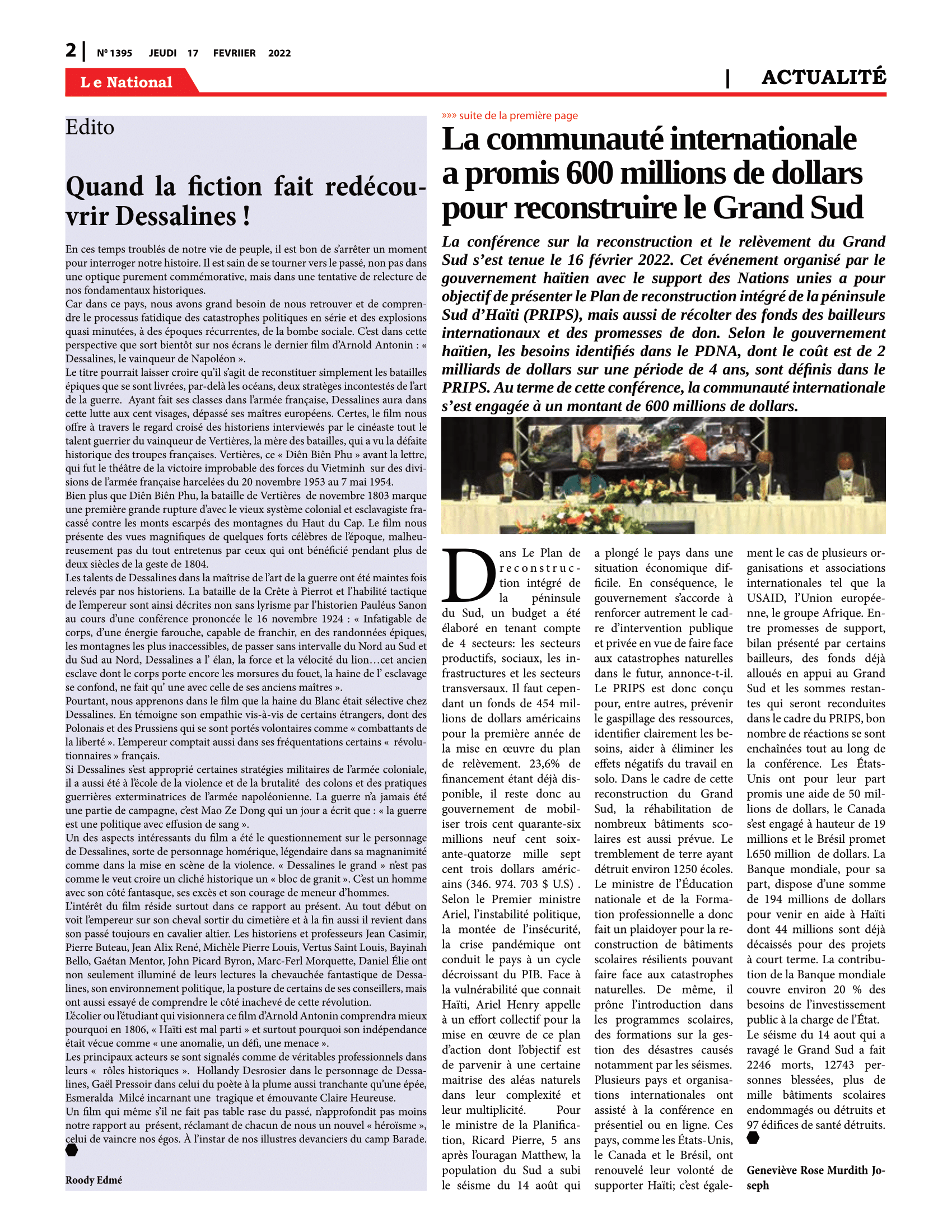 Page 2 de l'édition 1395