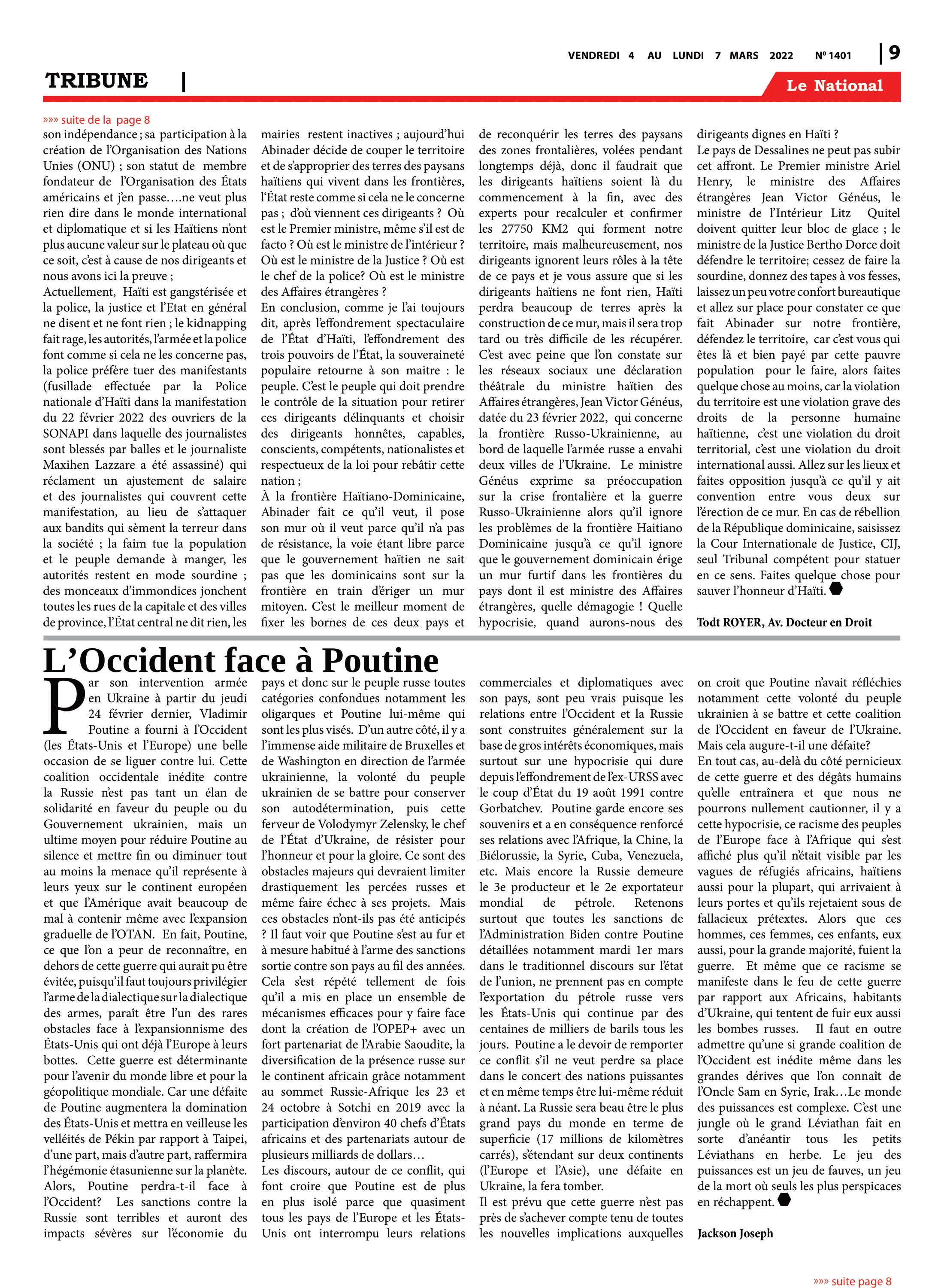 Page 9 de l'édition 1401