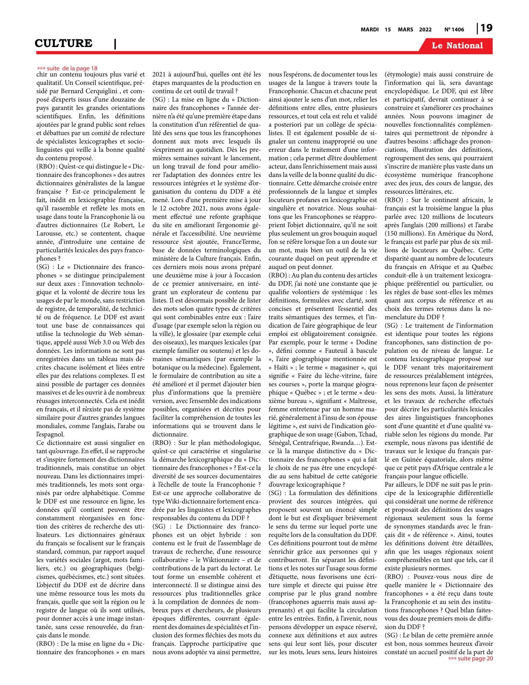 Page 19 de l'édition 1406
