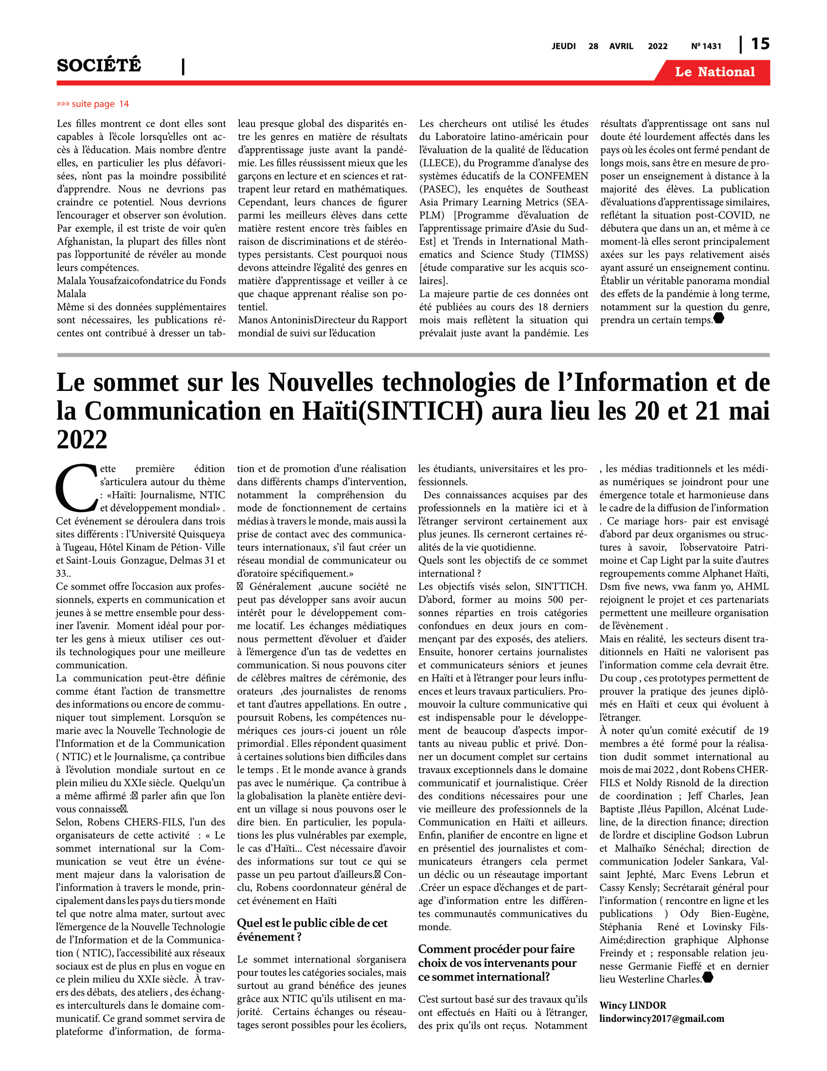 Page 15 de l'édition 1431