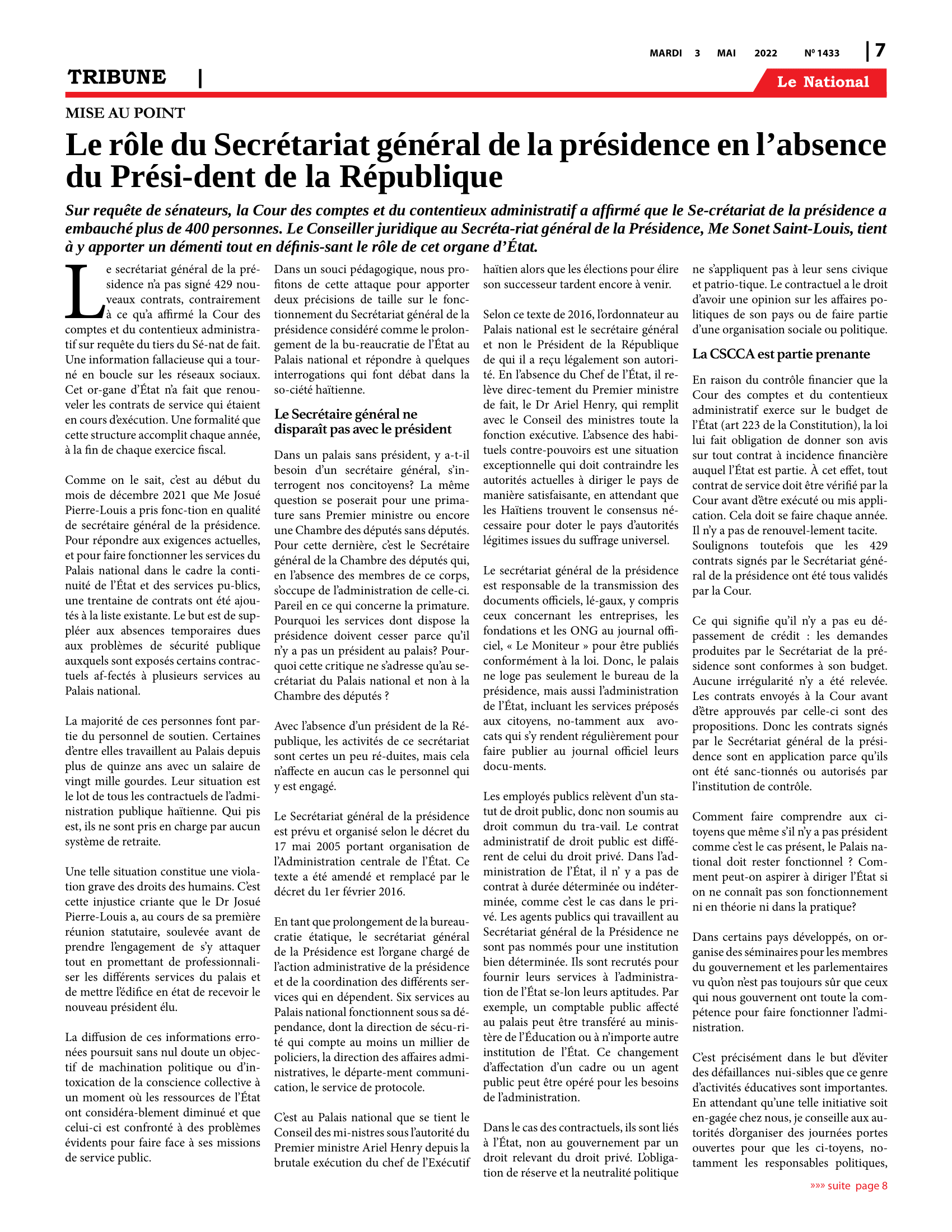 Page 7 de l'édition 1433