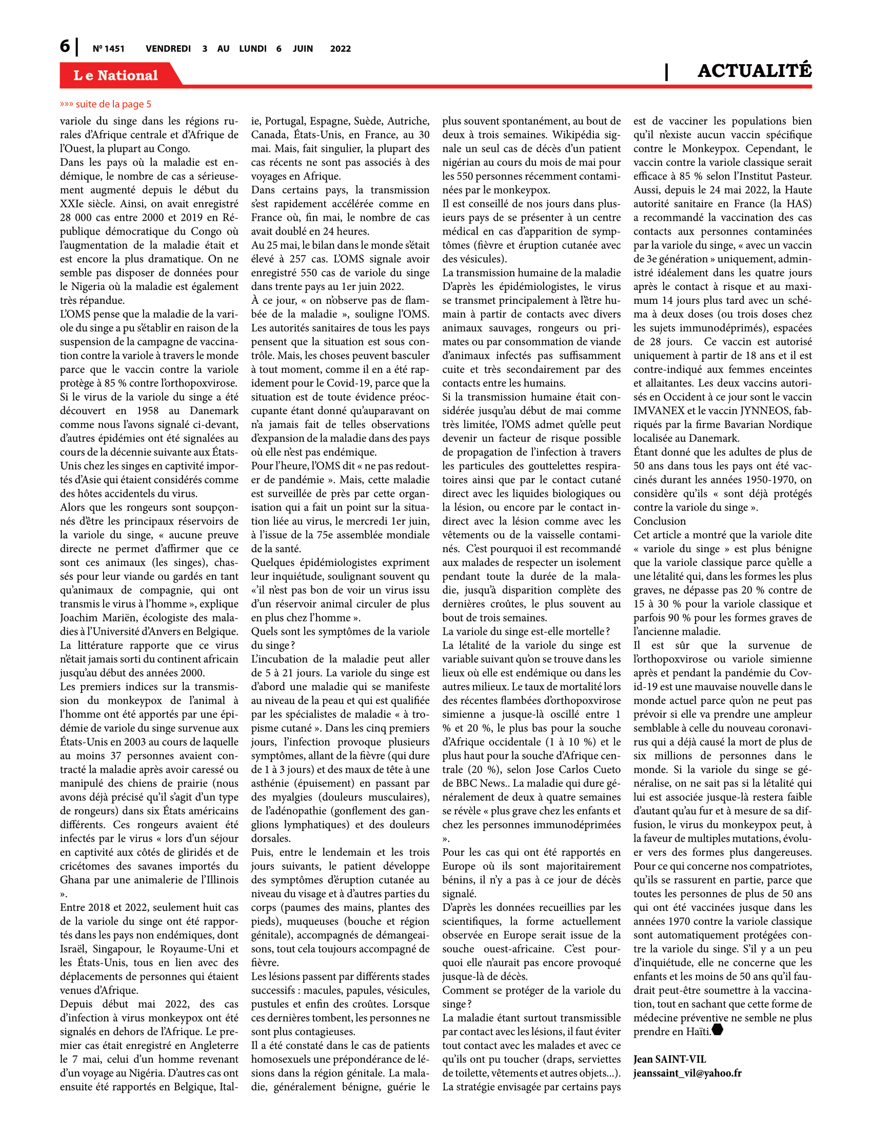 Page 6 de l'édition 1451