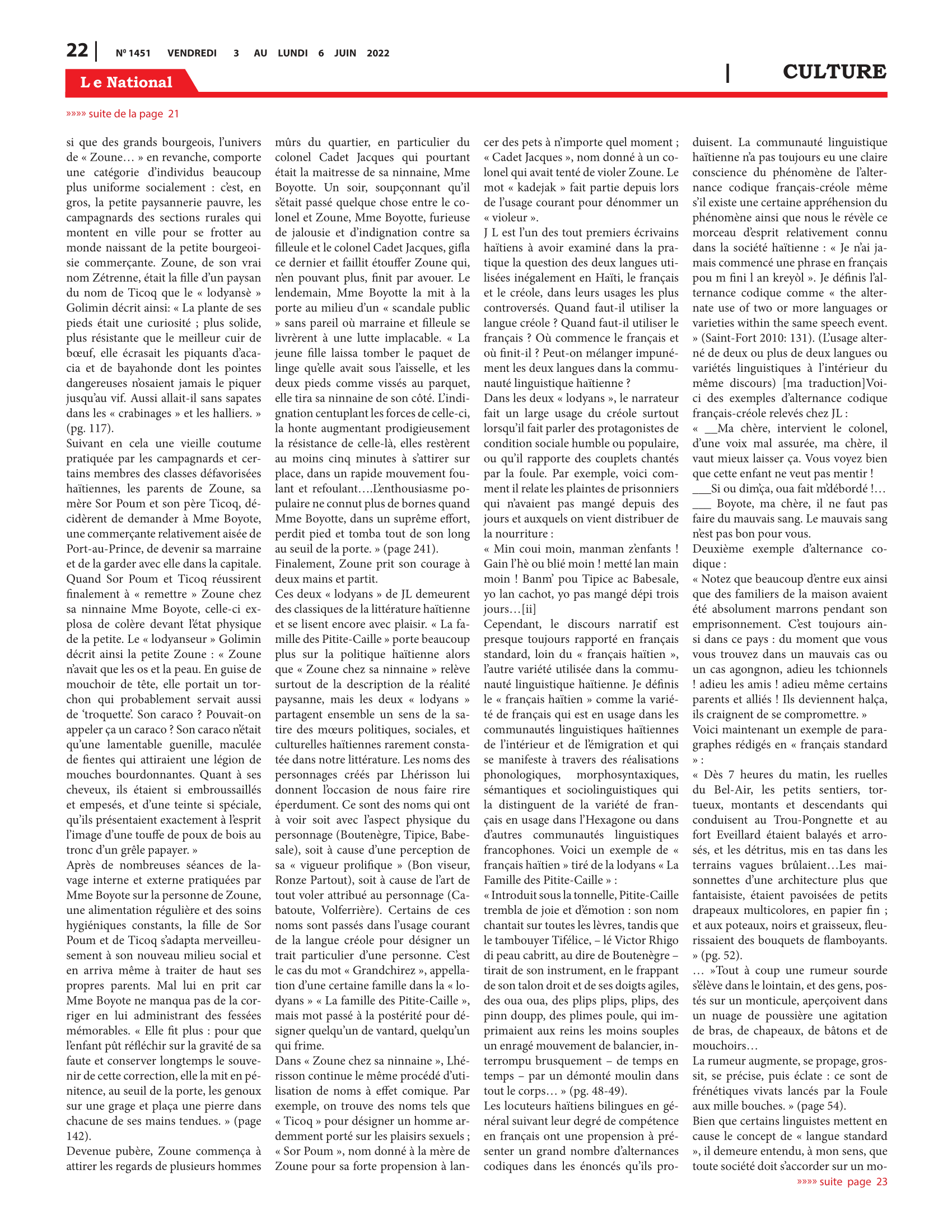 Page 22 de l'édition 1451