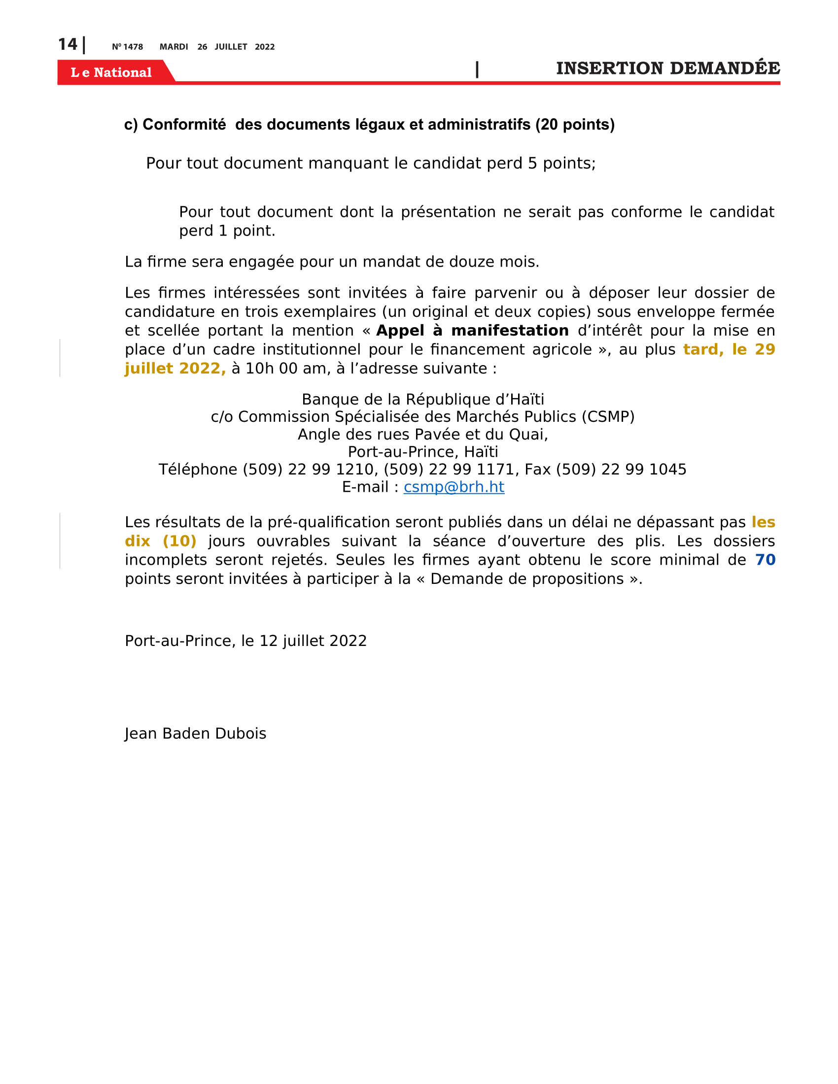 Page 14 de l'édition 1478