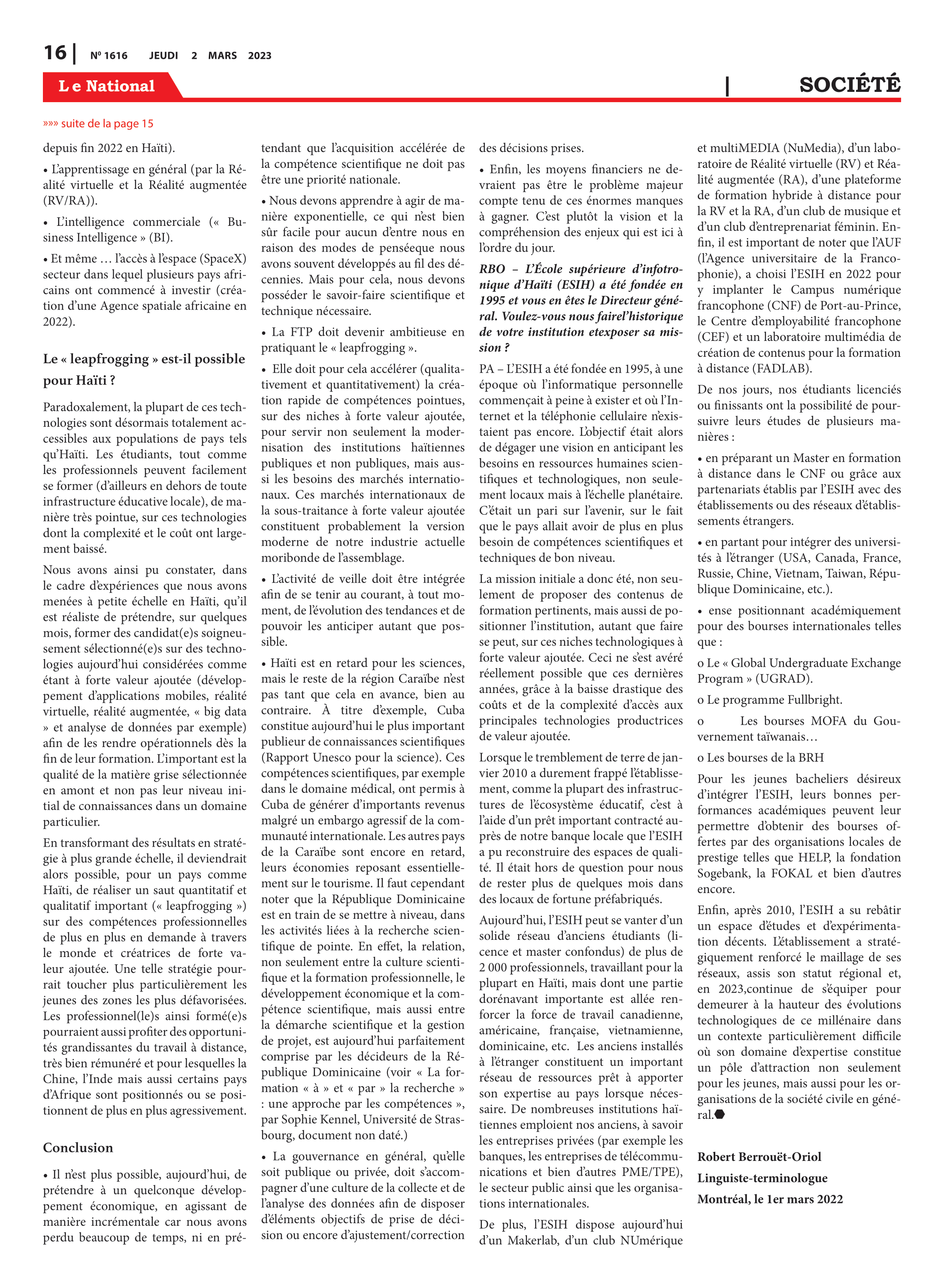 Page 16 de l'édition 1616