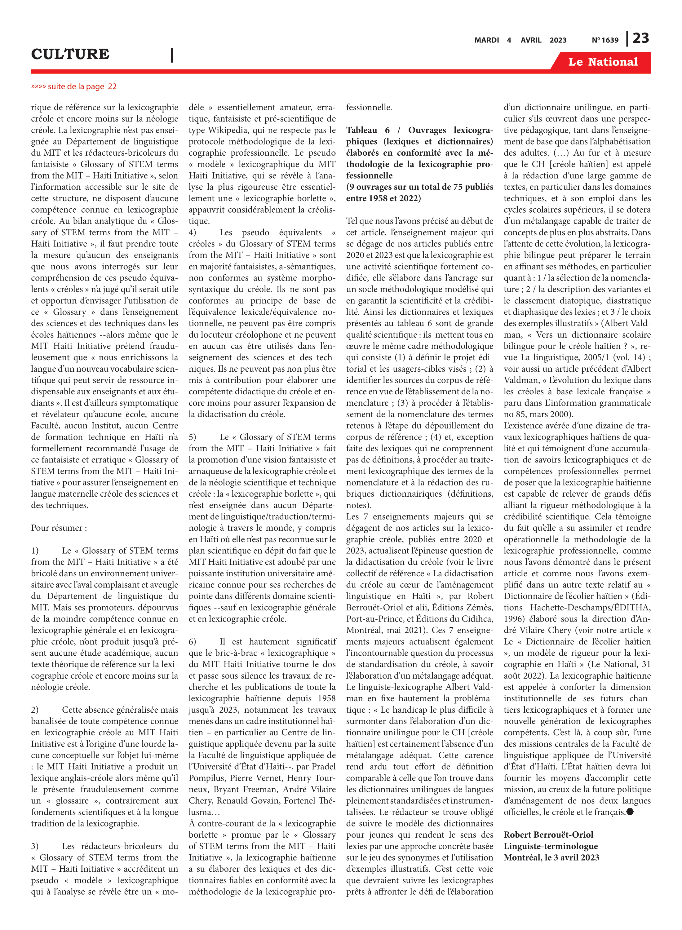 Page 23 de l'édition 1639