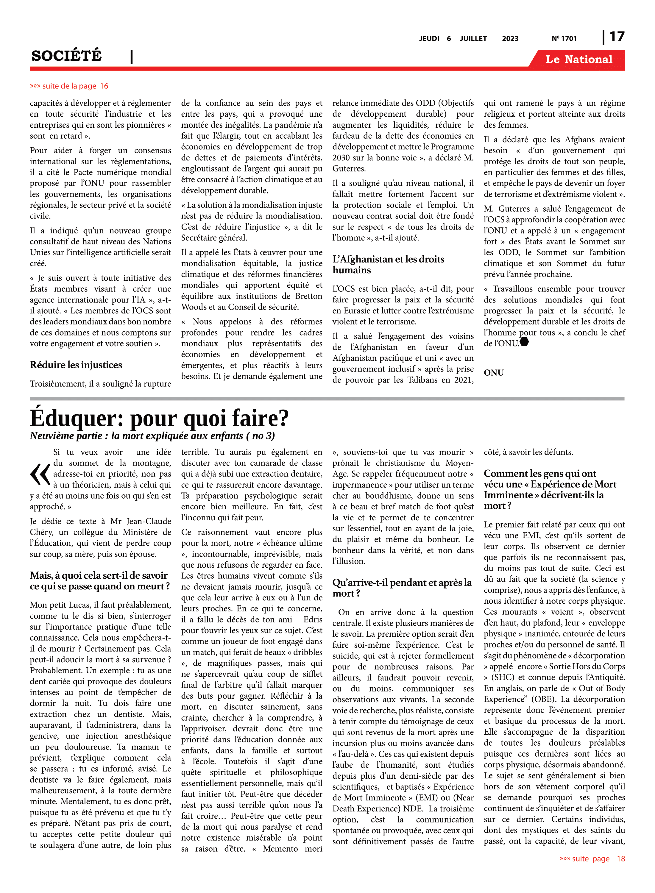 Page 17 de l'édition 1701