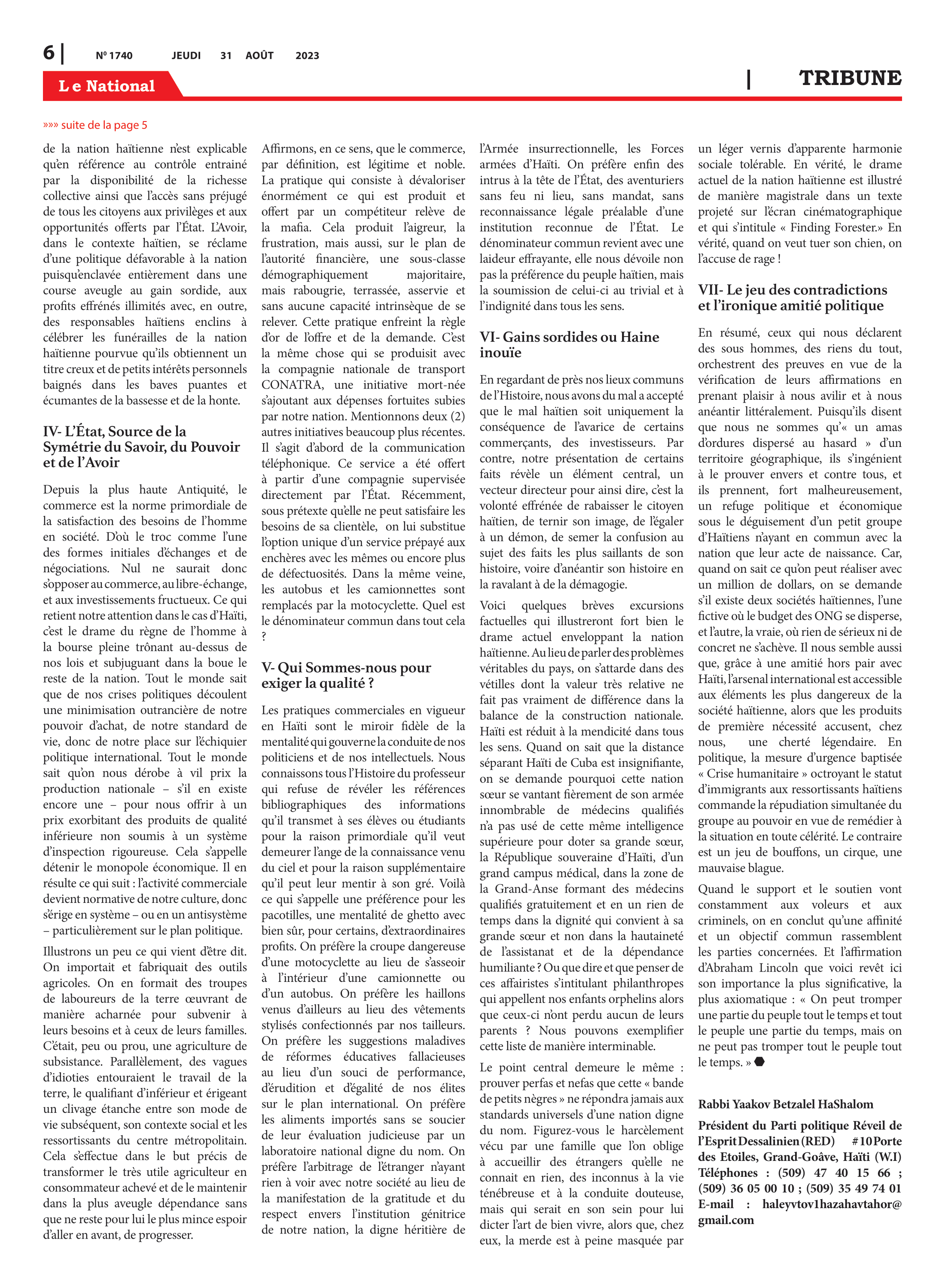 Page 6 de l'édition 1740