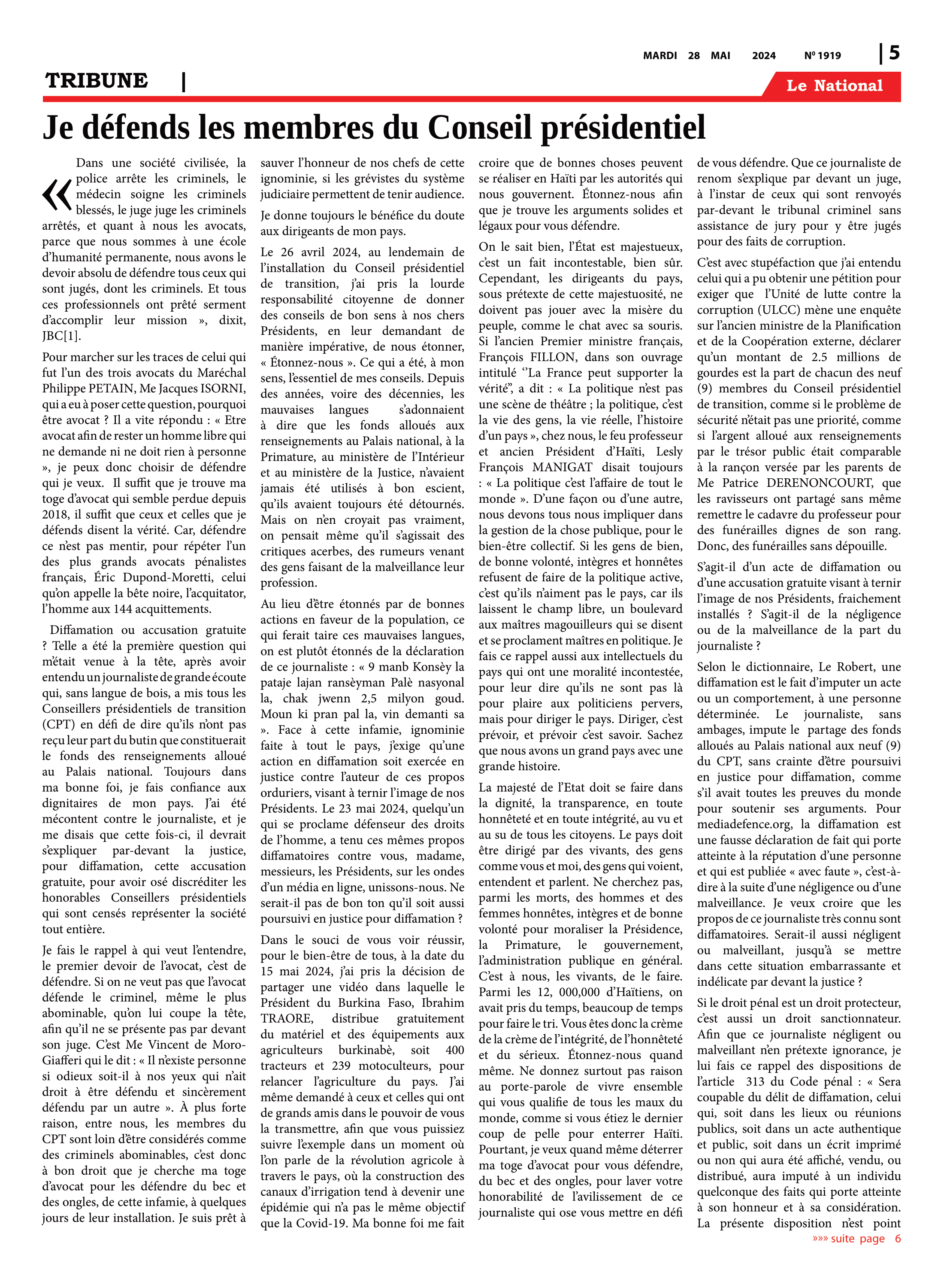Page 5 de l'édition 1919