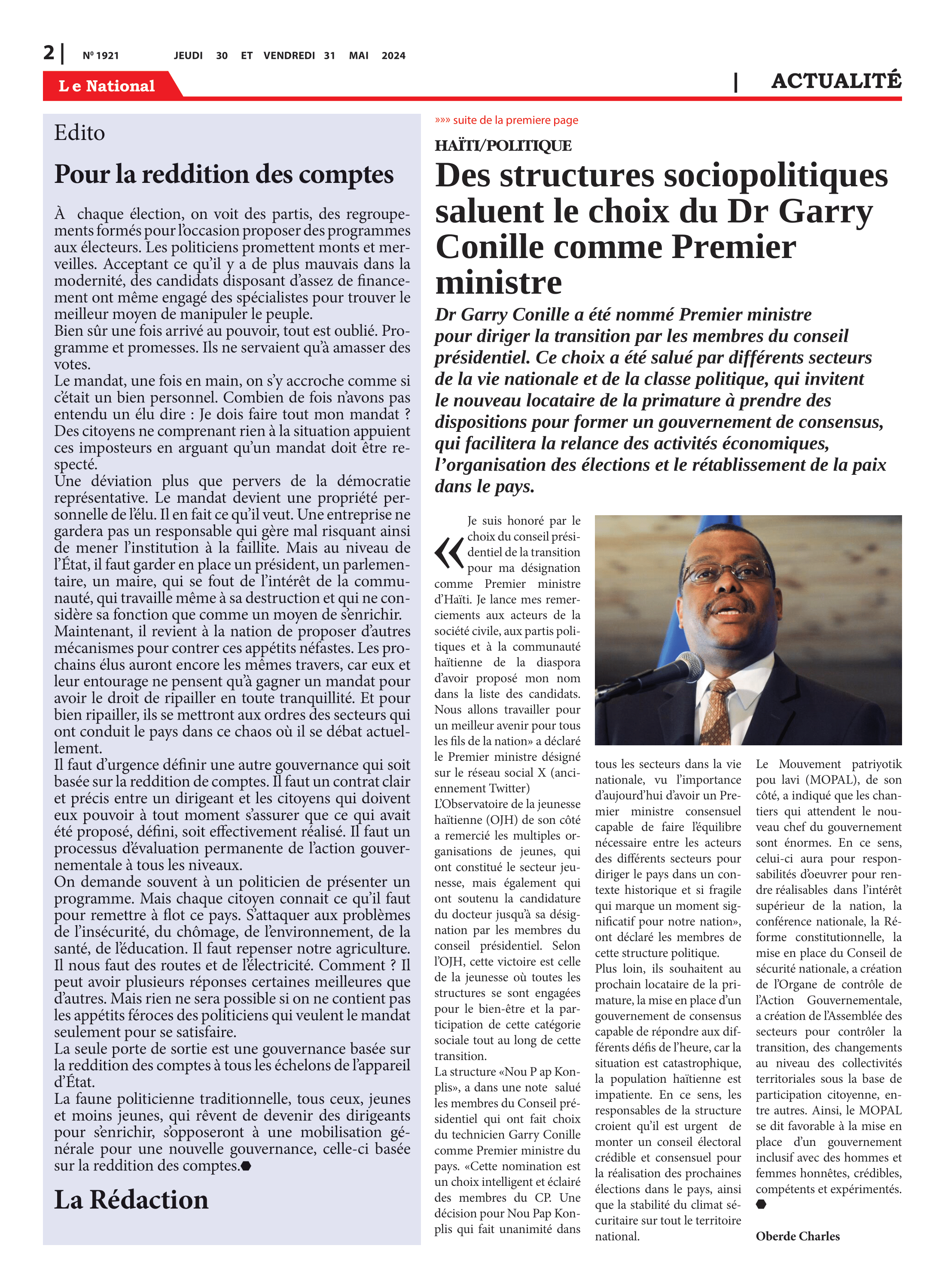 Page 2 de l'édition 1921